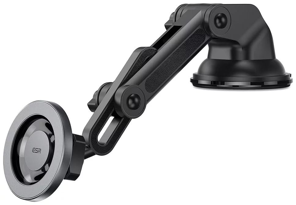 ESR Magnetic Car Phone Holder for iPhone & Samsung - Dashboard & Windshield Mount with 2 Metal Rings - Perfect for Safe Driving