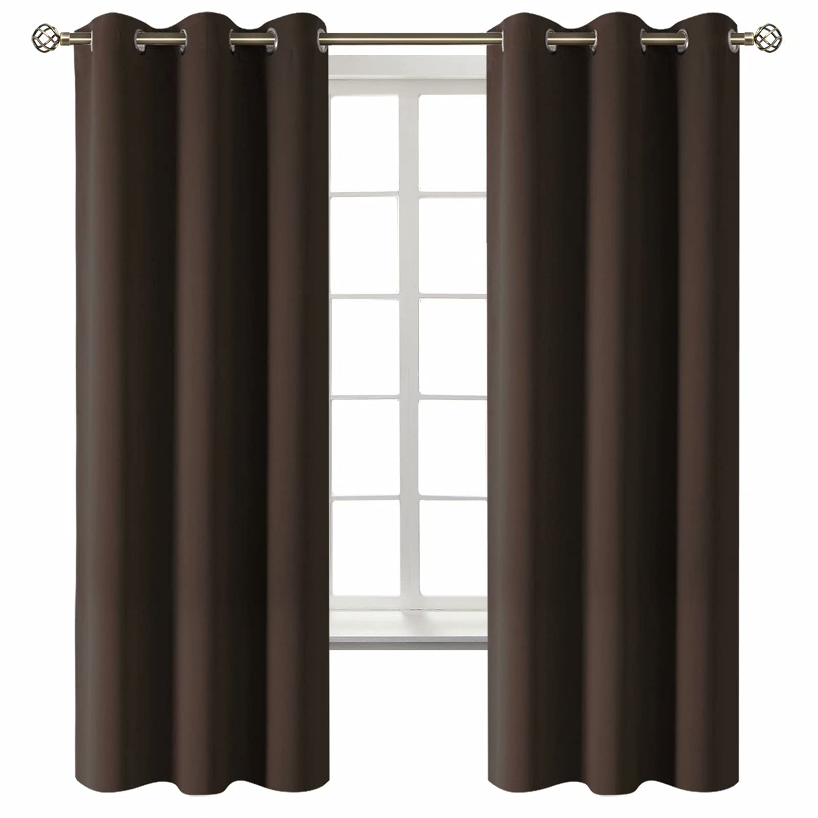 BGment Blackout Curtains - Thermal Insulated Room Darkening Window Drapes for Living Room & Bedroom, 2 Panels (42x63 Inches), Brown - Perfect for Home Theater, Nursery & Light Sleepers