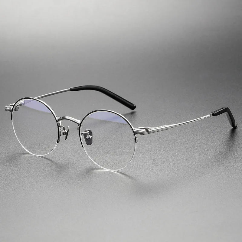 Aimee Women's Semi Rimless Round Titanium Eyeglasses Frame 942185 - Lightweight & Durable Eyewear for Work, Reading & Fashion