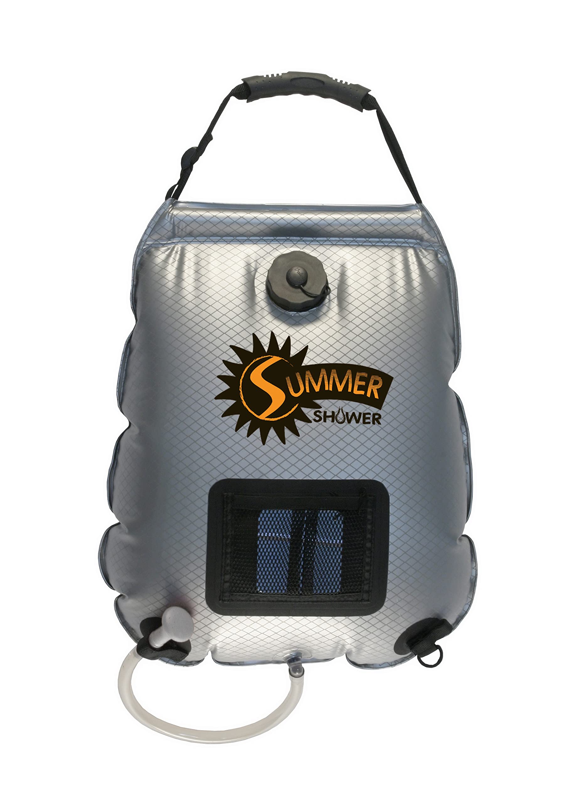 Advanced Elements Summer Solar Shower - 5/10 Gallon Portable Camping Shower with Adjustable Shower Head, Reflective Mirror & Fill Valve (Black/Silver) - Perfect for Outdoor Adventures, Beach Trips & Emergency Preparedness