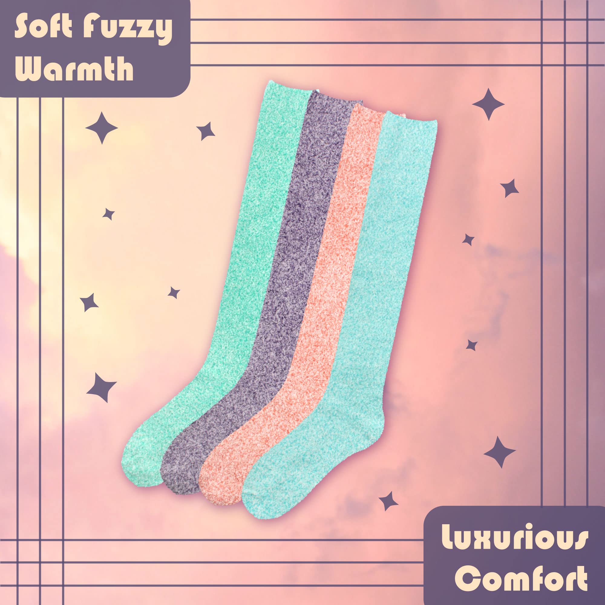Women's Warm Fuzzy Feather Soft Knee High Socks for Winter - Cozy Thermal Boot Socks for Women, Perfect for Cold Weather, Snow Boots & Lounge Wear