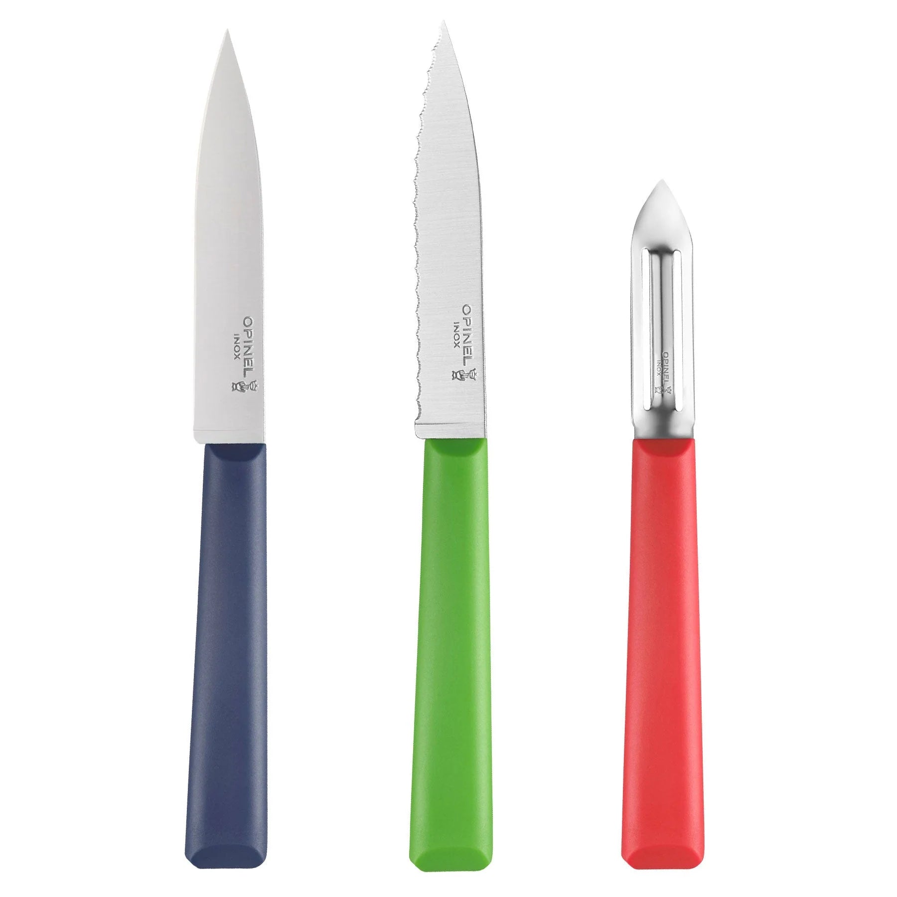Opinel Essentials+ Small Kitchen Prep Knife Set - 3-Piece High Carbon Steel Chef Knives for Chopping, Slicing & Dicing - Perfect for Home Cooking, Camping & Outdoor Adventures