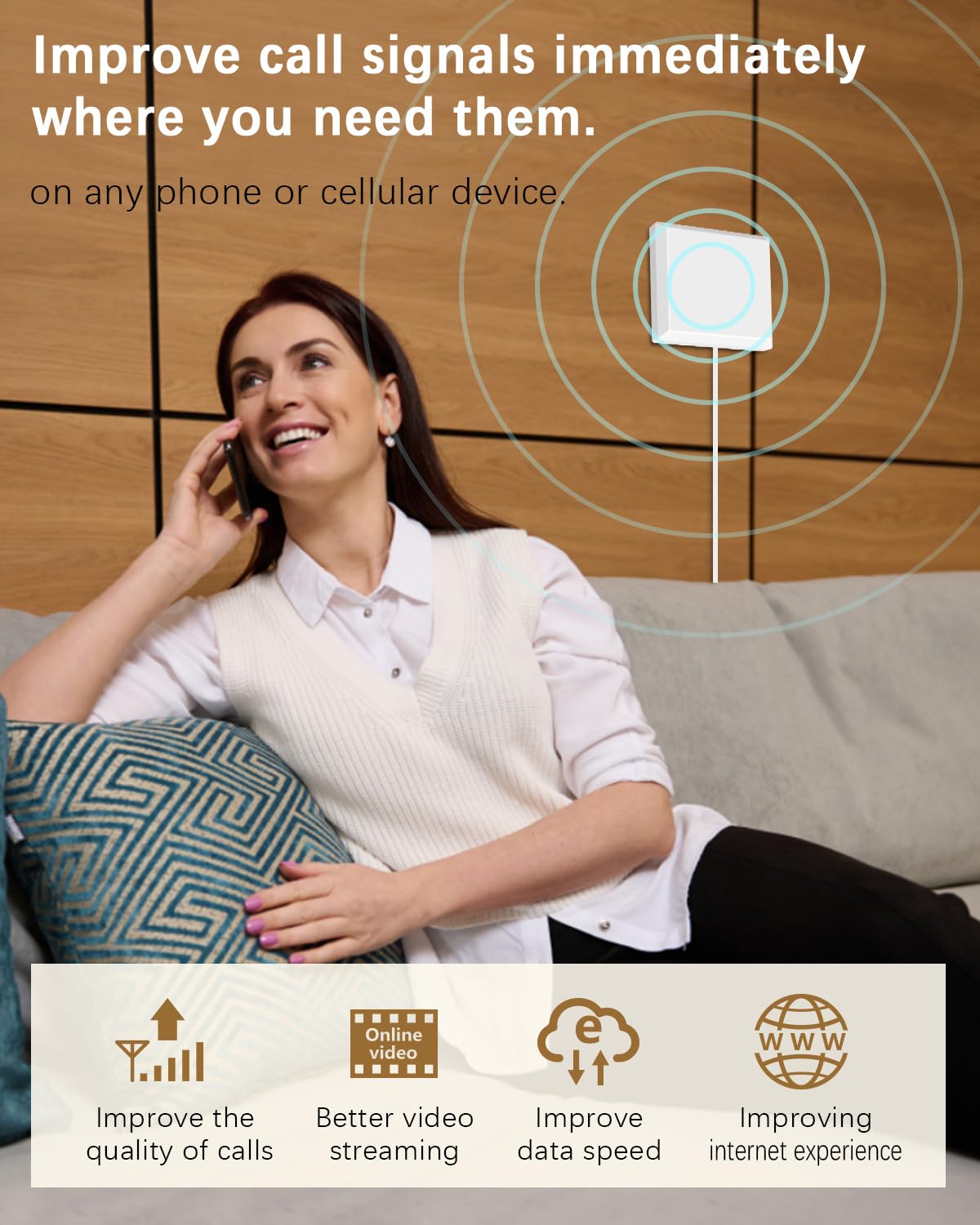 5G 4G LTE 3G GSM Cell Phone Signal Booster for Home - FCC Approved - Compatible with All U.S. Carriers (AT&T, Verizon, T-Mobile) - Supports Bands 2/4/5/12/13/17/25/30/66/71 - Perfect for Rural Areas, Basements & Office Buildings