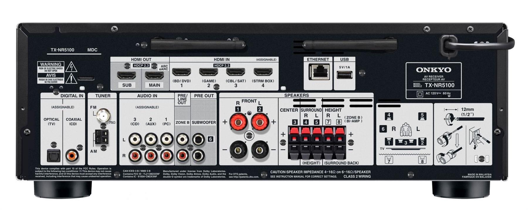 Onkyo TX-NR5100 7.2 Channel 8K Network AV Receiver with Dolby Atmos (2021 Model) - Premium Home Theater Sound System for Movies, Music & Gaming