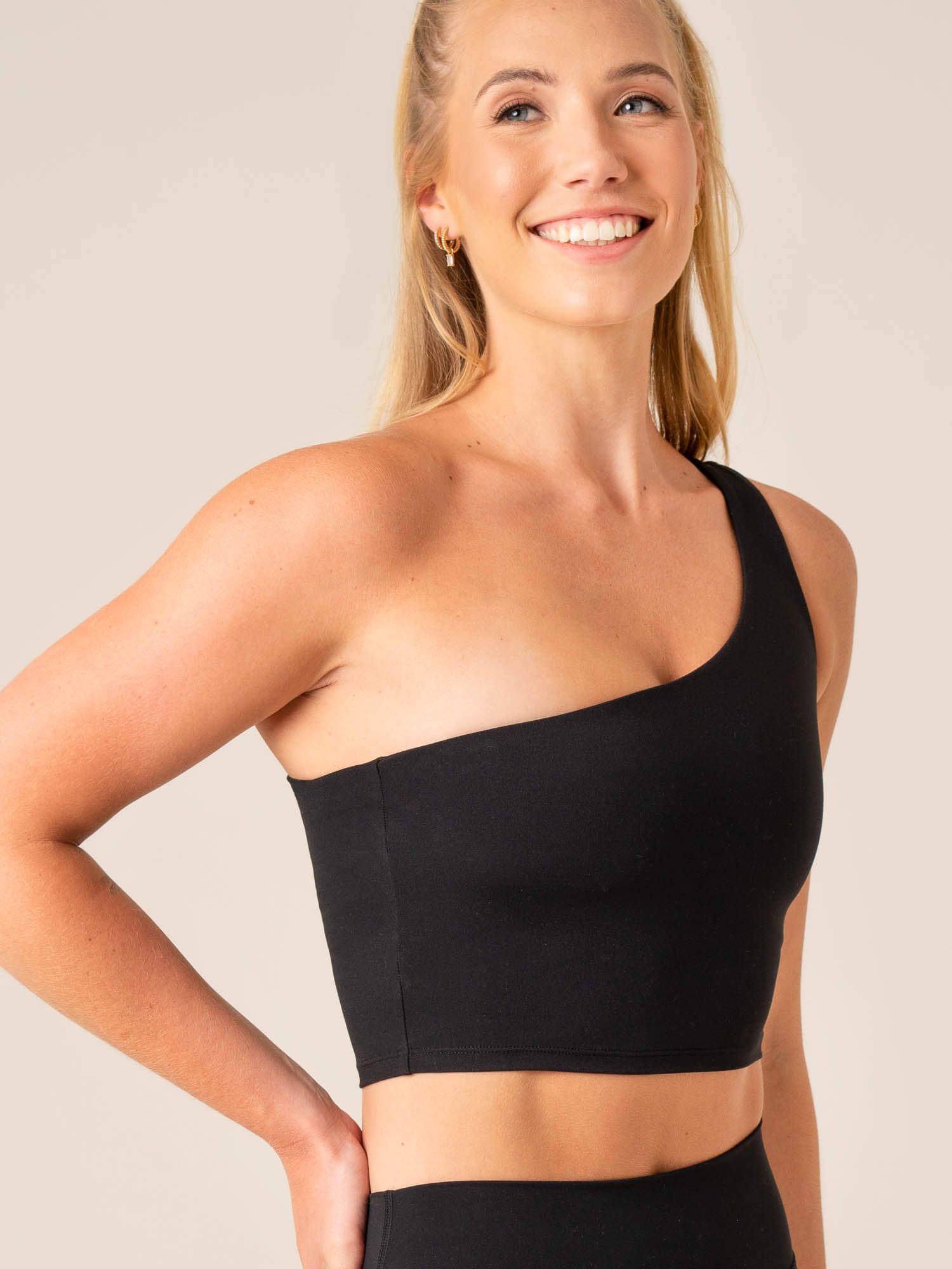 NKD One Shoulder Tank Bra - Seamless Sports Bra for Women, Black | Workout, Yoga, Gym & Lounge Wear