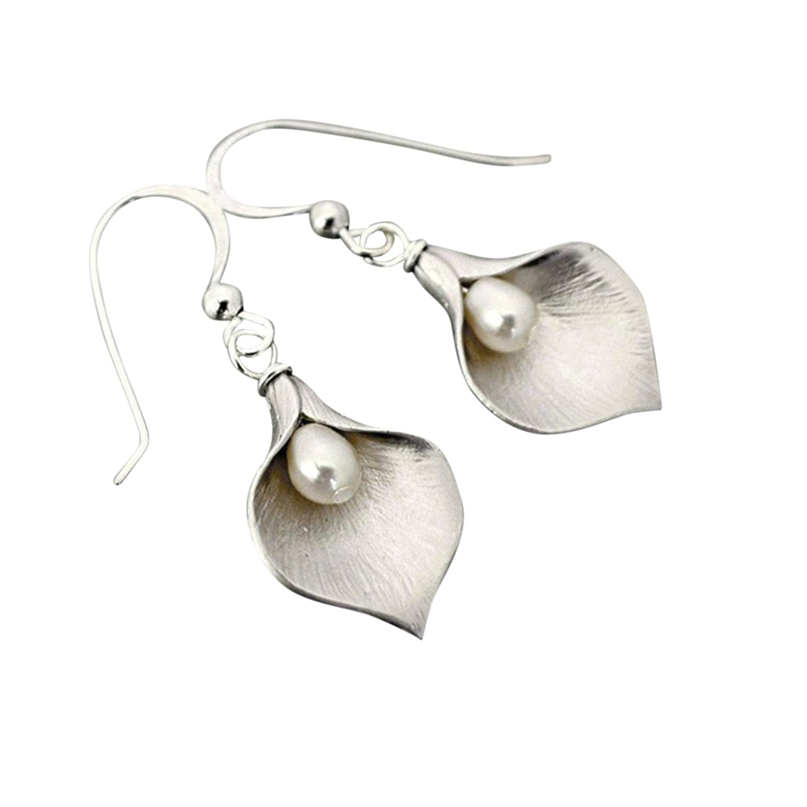 Elegant Purple Clip-On Pearl Earrings for Women – Silver Stud Earrings for Wedding, Party & Gift Giving – Hypoallergenic & Comfortable Long Dangle Earrings (One Size)
