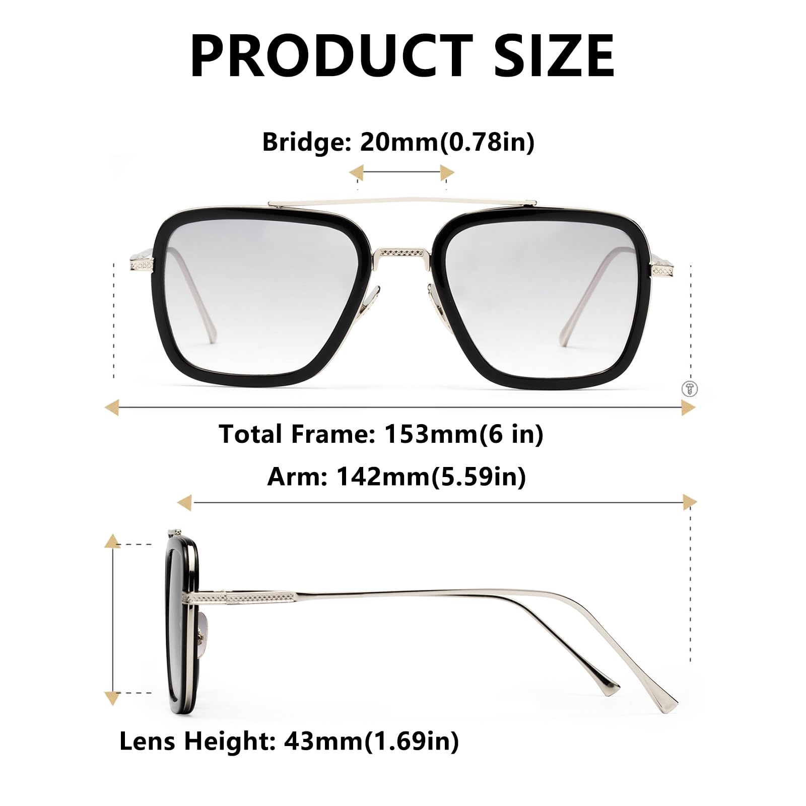 Tony Stark Sunglasses - Iron Man Inspired UV Protection Square Metal Frames - Perfect for Cosplay, Halloween, and Everyday Fashion