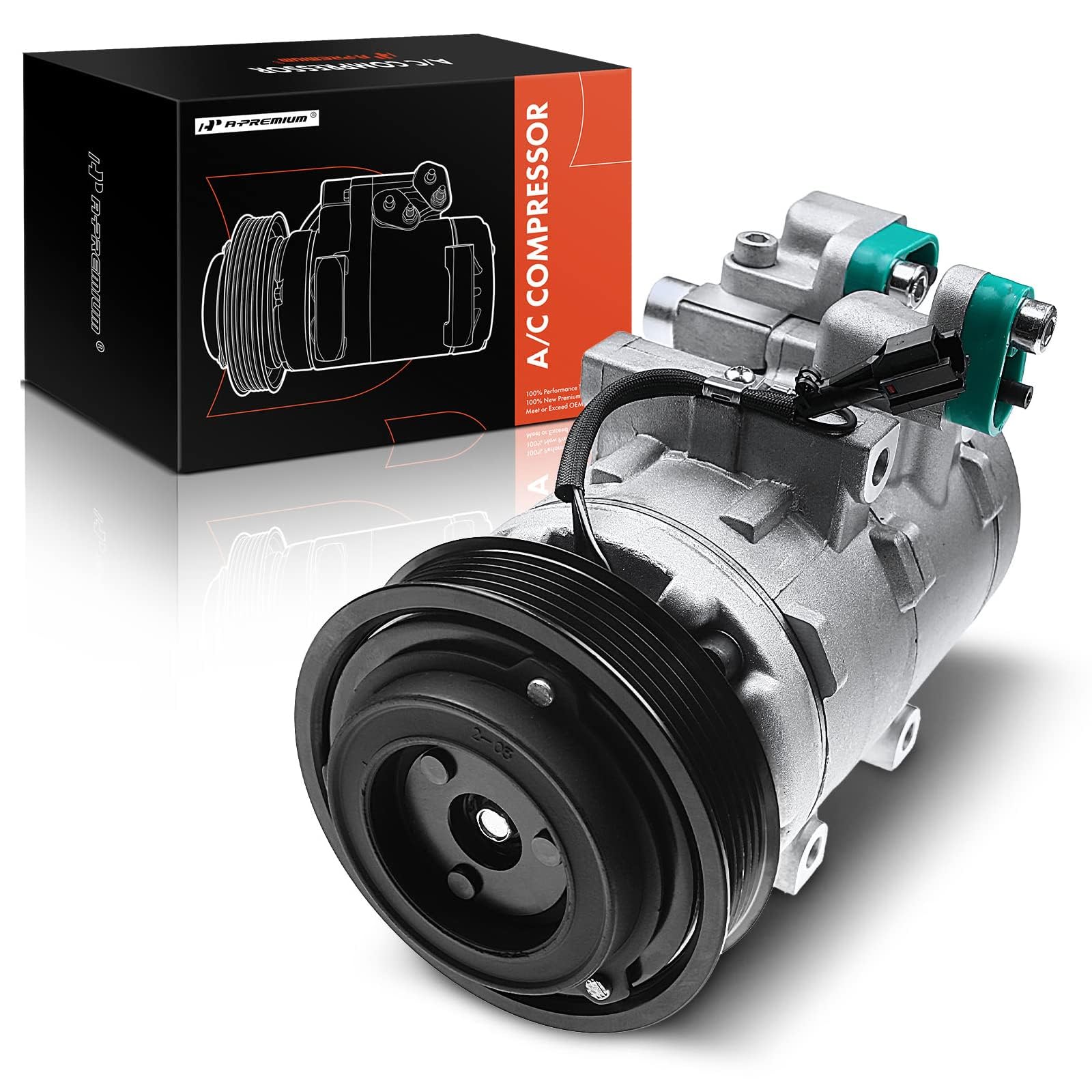 Premium A/C Compressor with Clutch for 2001-2006 Hyundai Santa Fe 2.7L - Direct Fit Replacement Part - Keep Your Car Cool in Summer Heat