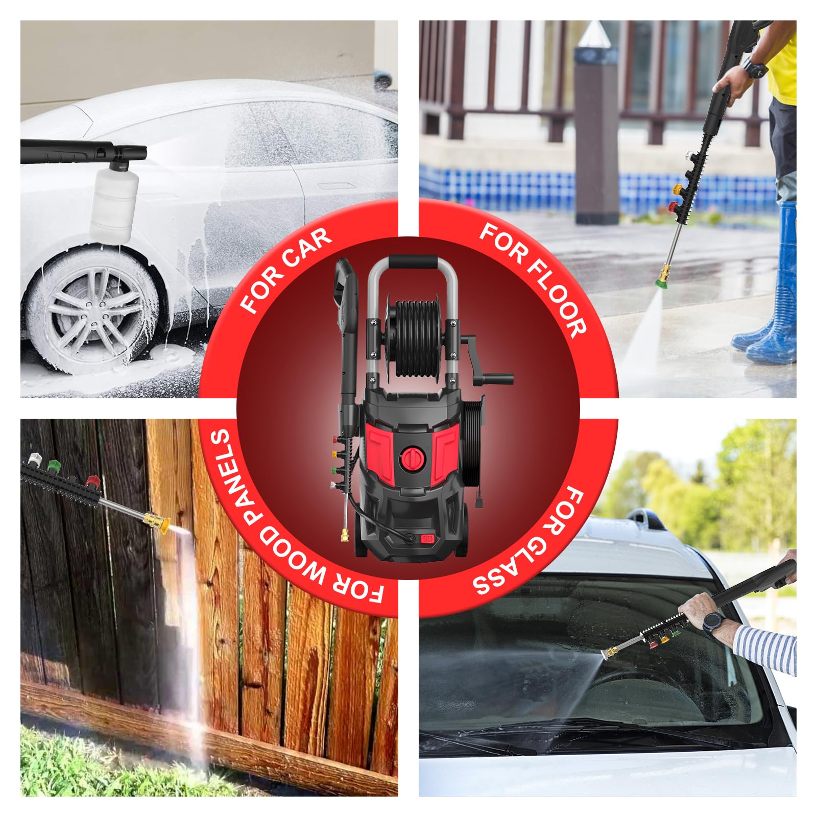 4500PSI Electric Pressure Washer with Foam Cannon - 2.8 GPM High Power Washer, 20FT Hose & 35FT Cord - 4 Nozzle Tips for Driveway, Deck, Patio, and Car Washing