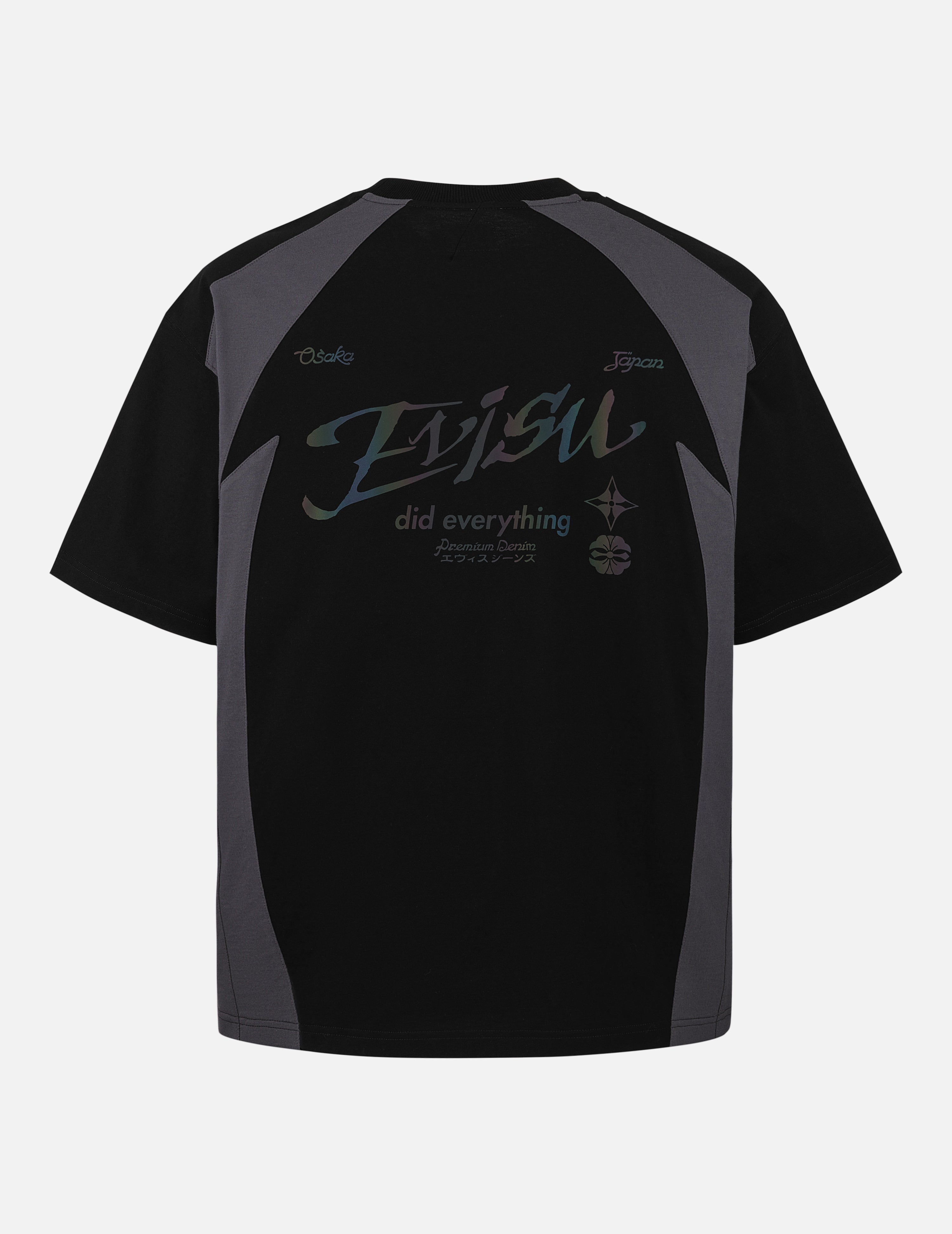 Colorful Logo Print Loose Fit T-Shirt for Men & Women - Comfortable Panel Blocking Casual Tee - Perfect for Streetwear, Gym, and Everyday Wear