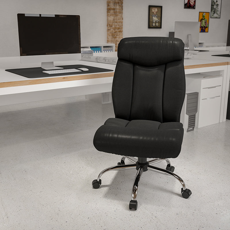 FLASH HERCULES Series Big & Tall 400 lb. Capacity Black Fabric Executive Ergonomic Office Chair with Chrome Base - Perfect for Home Office, Gaming, and Heavy-Duty Workspaces