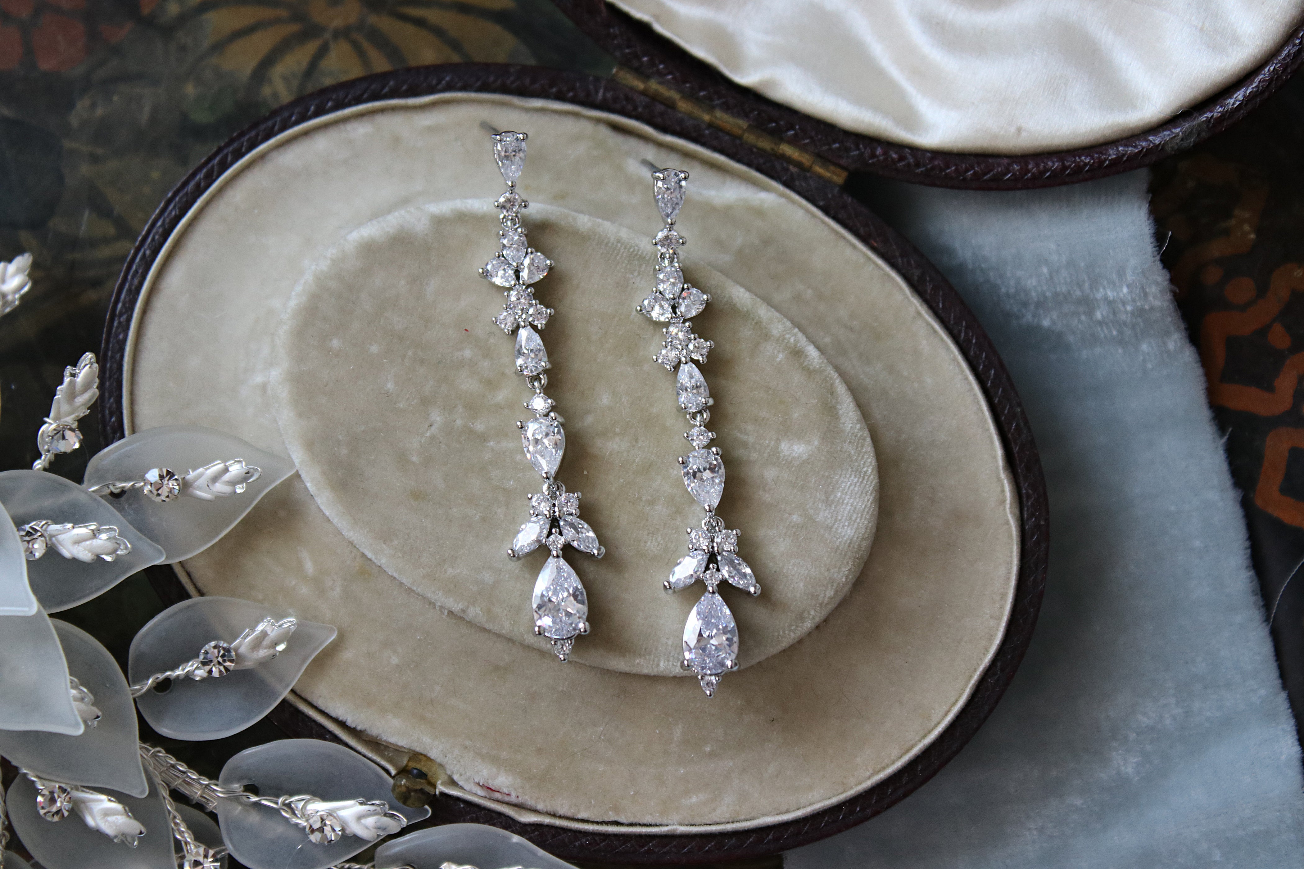 Elegant HOPE Wedding Earrings - Simulated Diamond Drop Dangle Earrings for Brides, Bridesmaids & Formal Events | Perfect for Weddings, Prom & Evening Occasions