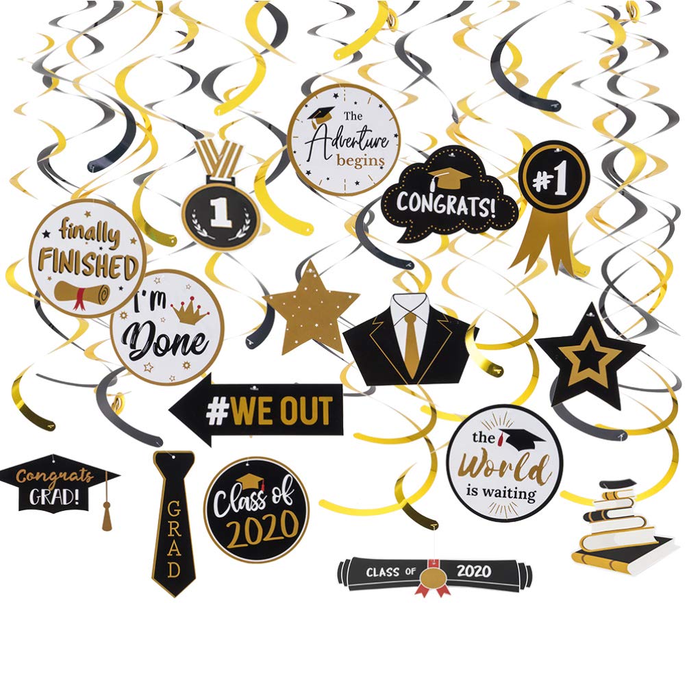 Amosfun 2020 Graduation Party Decorations - Hanging Swirls, Graduation Party Supplies & Favors for Graduation Ceremony, School Events & Celebration Decor