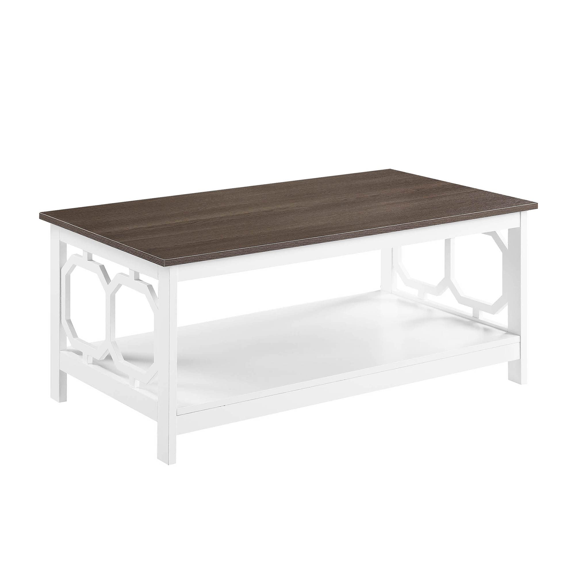 Convenience Concepts Omega Coffee Table with Driftwood Top and White Frame - Perfect for Living Room, Lounge & Home Decor