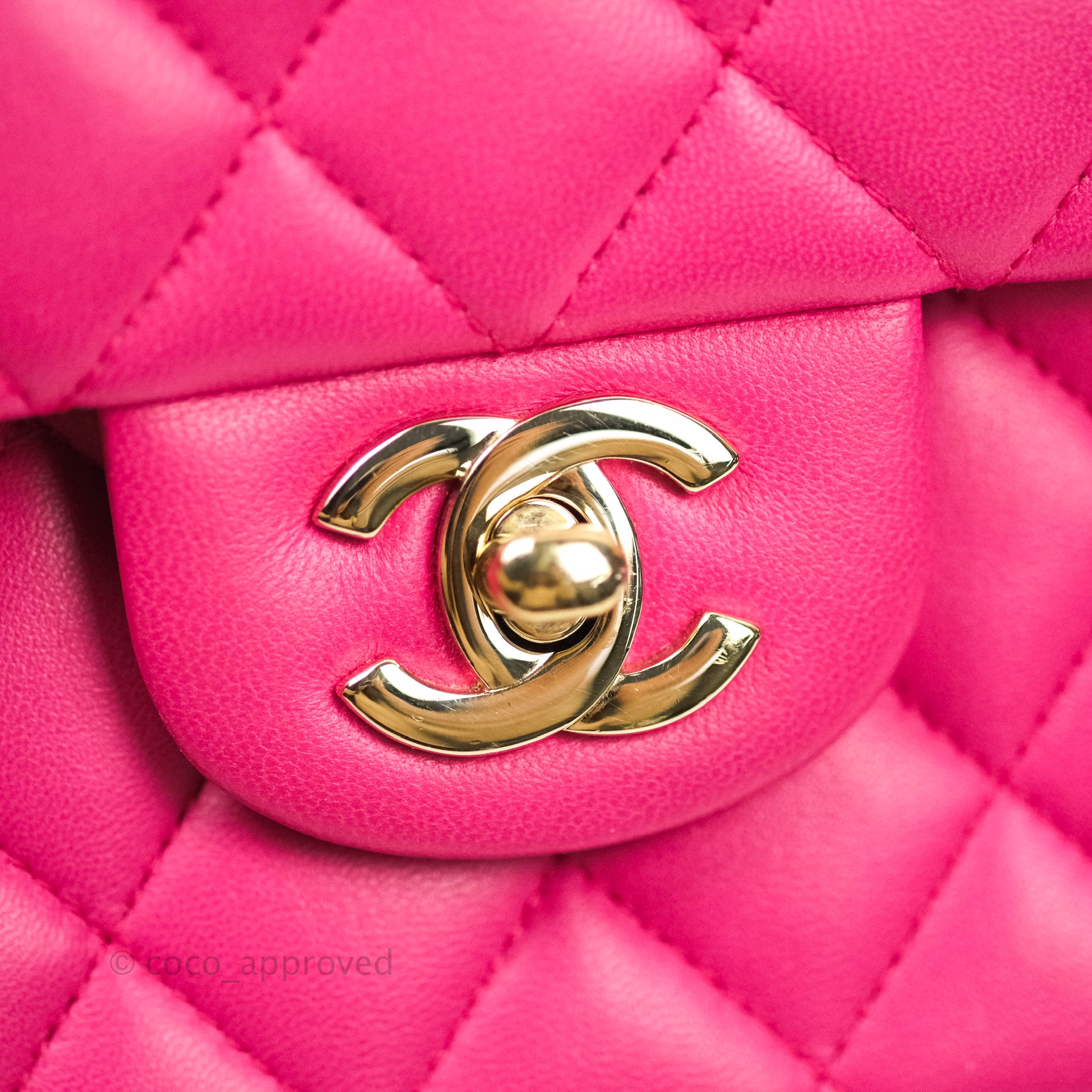 Chanel Classic Medium Double Flap Bag in Hot Pink Lambskin with Gold Hardware - Luxury Handbag for Women, Perfect for Parties, Weddings & Special Occasions