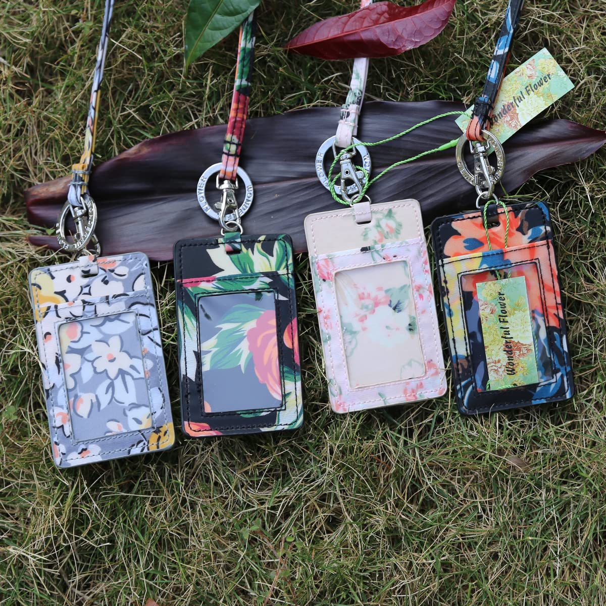 Floral ID Badge Holder with Lanyard - Orange Flower Design for Work, School & Events | Secure Card Holder for Nurses, Teachers & Office Professionals