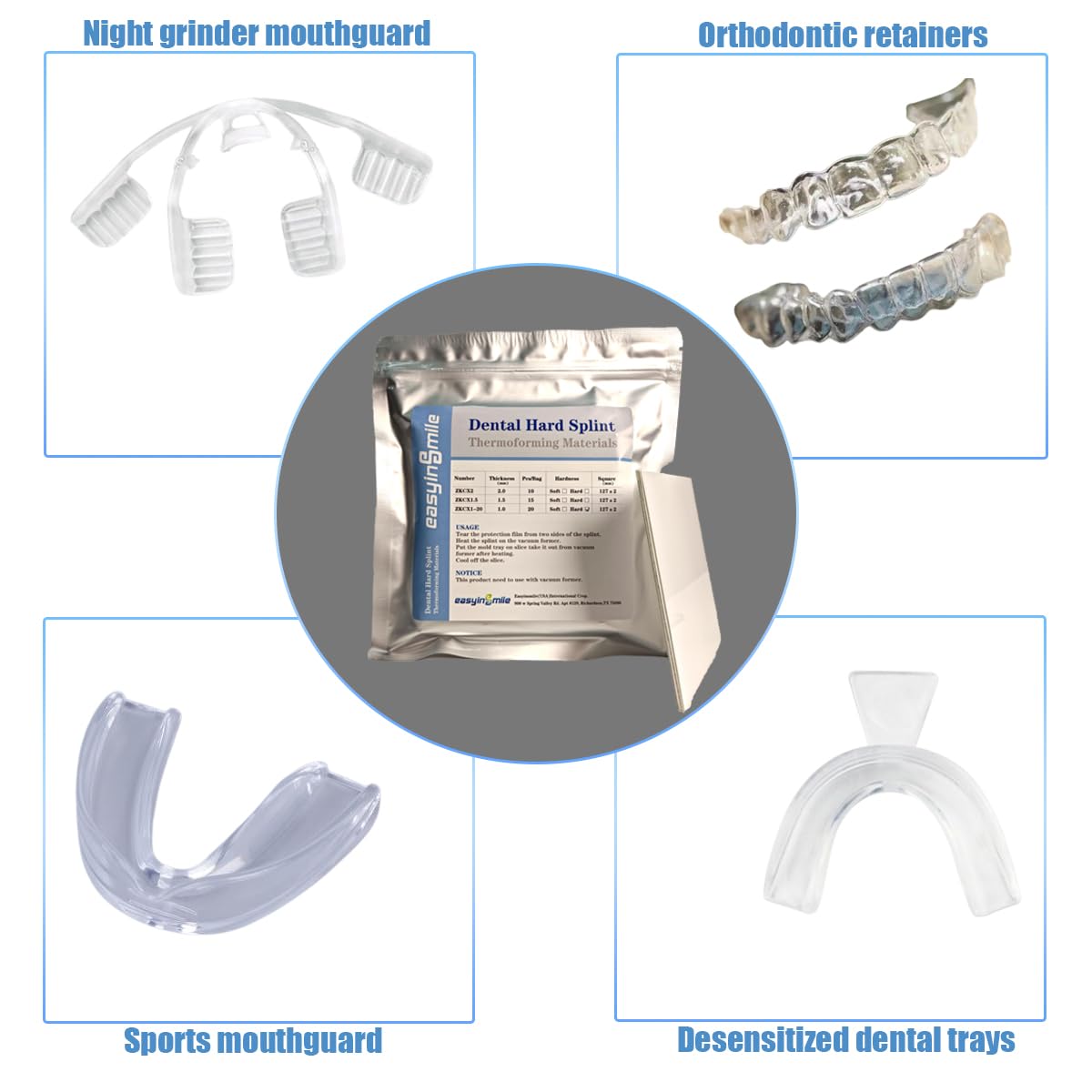 20-Pack Dental Hard Splints 1.0MM - Professional Orthodontic Thermoforming Material for Vacuum Forming Machines | Perfect for Dental Labs, Night Guards & Teeth Whitening Trays