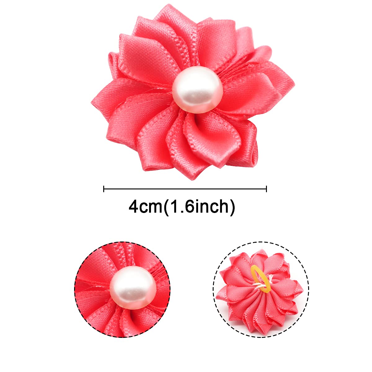 50 Pcs Cute Dog Hair Bows with Rubber Bands - Pet Topknot Bows for Small Dogs - Holiday & Party Dog Grooming Accessories - Perfect for Birthday, Christmas & Daily Styling