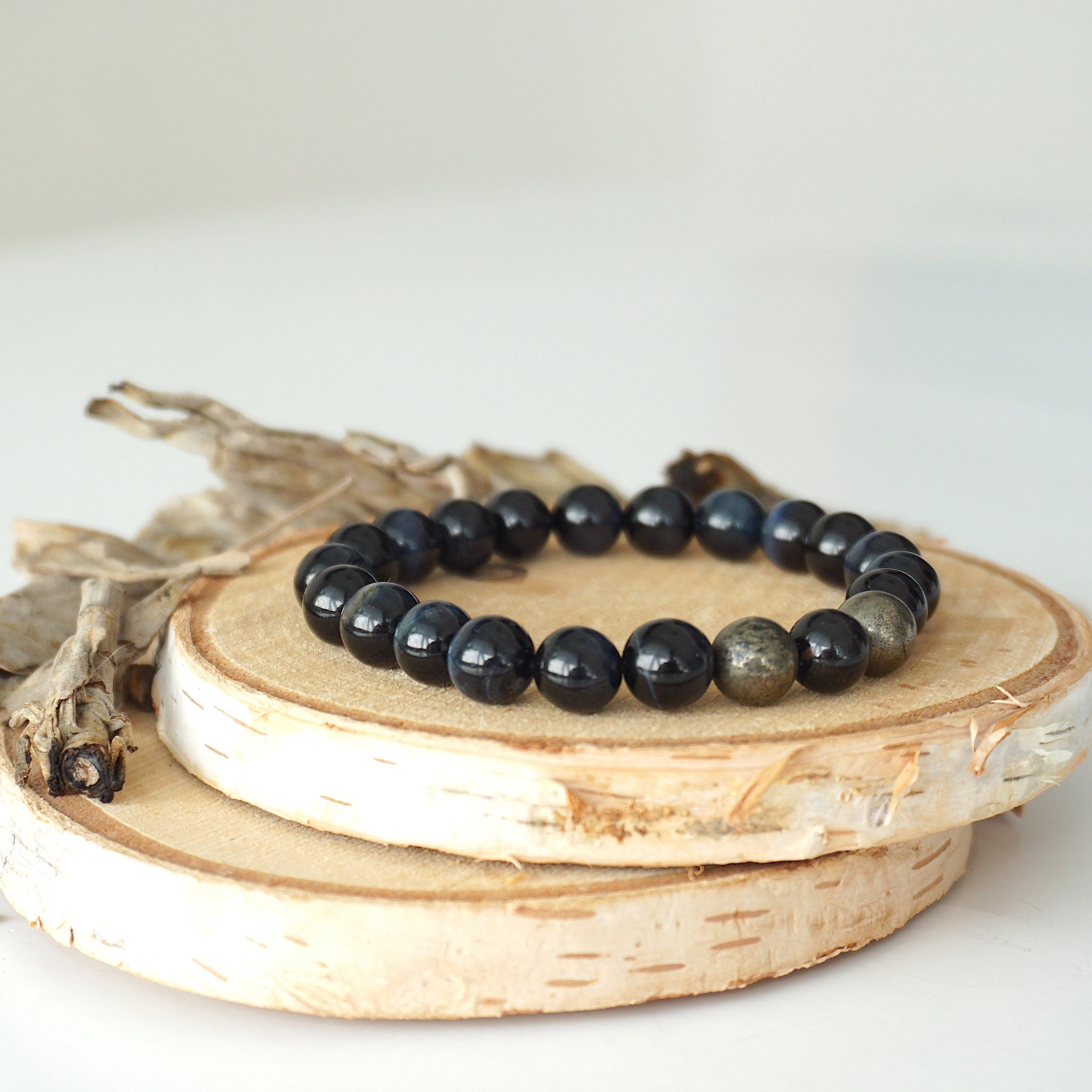 Blue Tiger’s Eye Healing Crystal Mala Bracelet for Meditation & Positive Energy – Spiritual Jewelry for Yoga, Chakra Balancing & Stress Relief