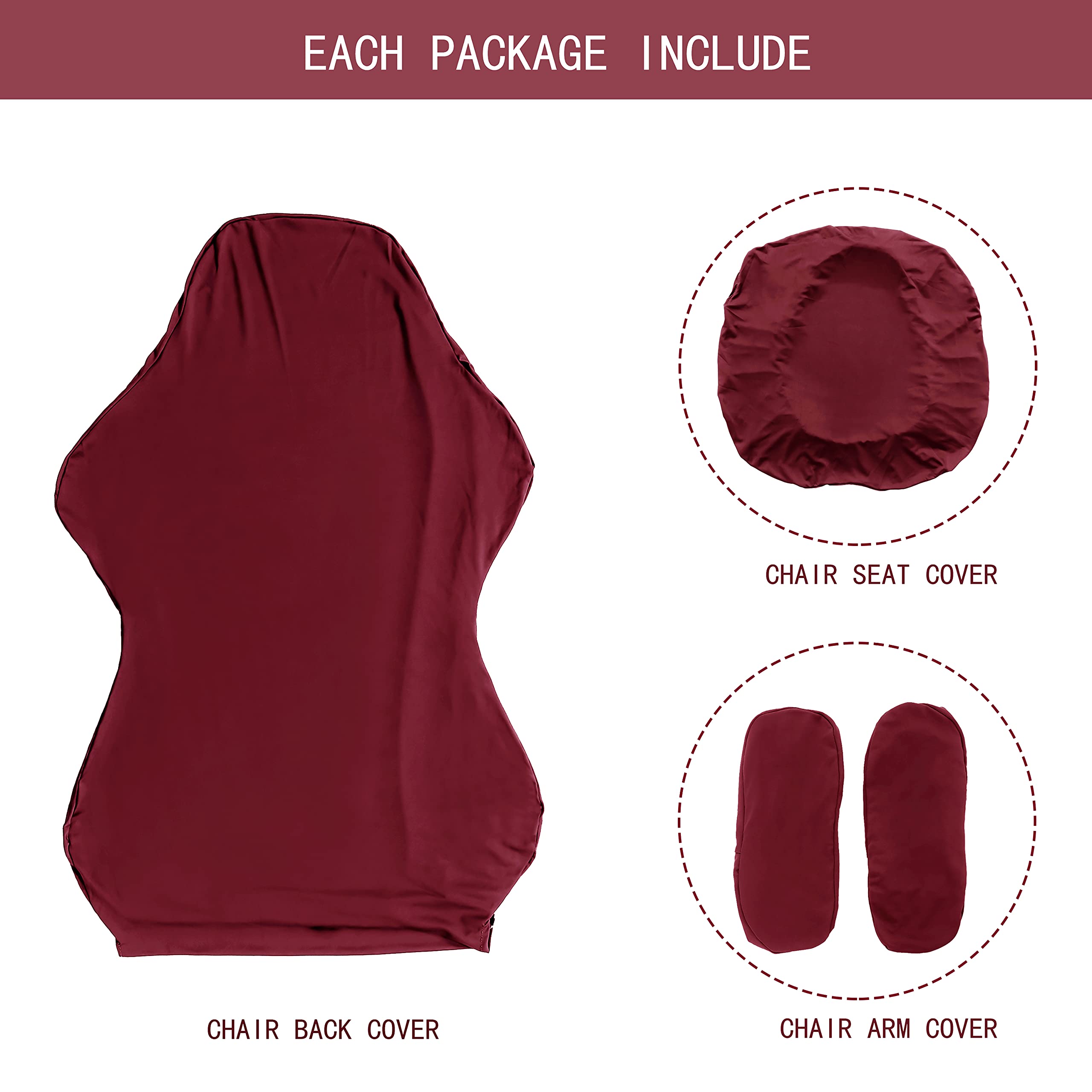 SARAFLOGA Stretchable Washable Gaming Chair Cover - Fits Armchair, Swivel Chair & Office Chairs (Burgundy, X-Large) - Perfect for Home Office, Gaming Setup & Workspace Comfort