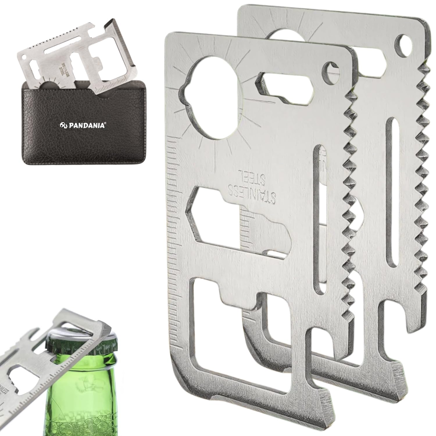 2-Pack 11-in-1 Multifunctional Survival Tool Card - Durable Pocket Knife with Bottle Opener & Multi-Tool - Perfect Gift for Men & Fathers - Great for Camping, Fishing, Hiking & Outdoor Adventures