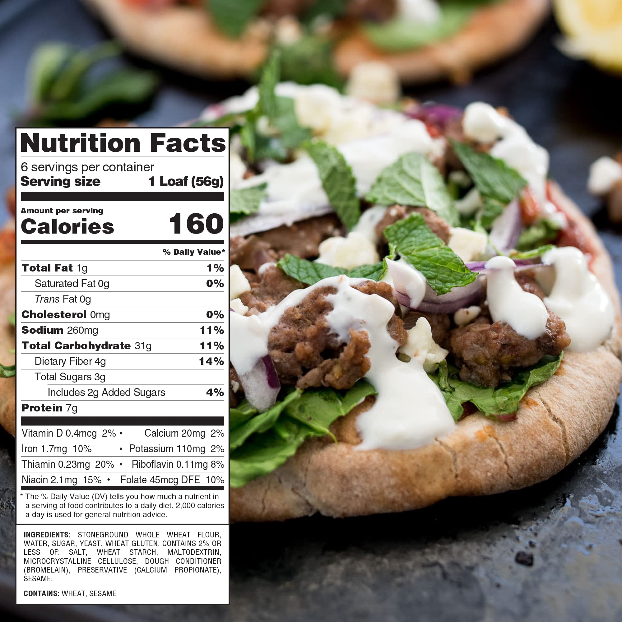 Toufayan Bakeries Whole Wheat Pita Bread - Vegan, Cholesterol Free, Kosher Certified (3 Pack, 18 Pitas) | Perfect for Sandwiches, Wraps & Mediterranean Meals