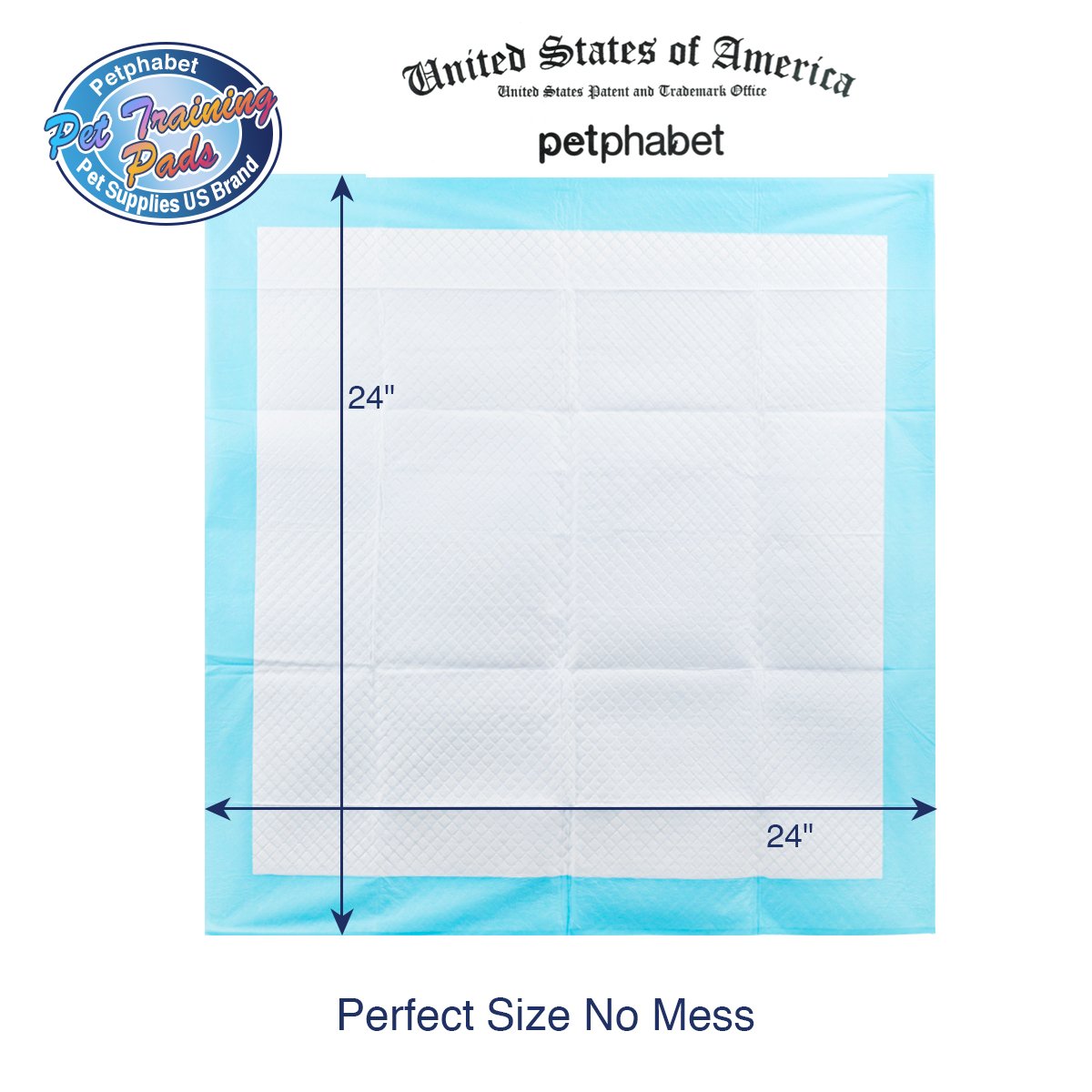 Petfamily Super-Absorbent 24x24 Inch Dog Training Pads - 100 Count | Leakproof Puppy Pee Pads for Housebreaking, Crate Training & Senior Dogs | Indoor/Outdoor Use