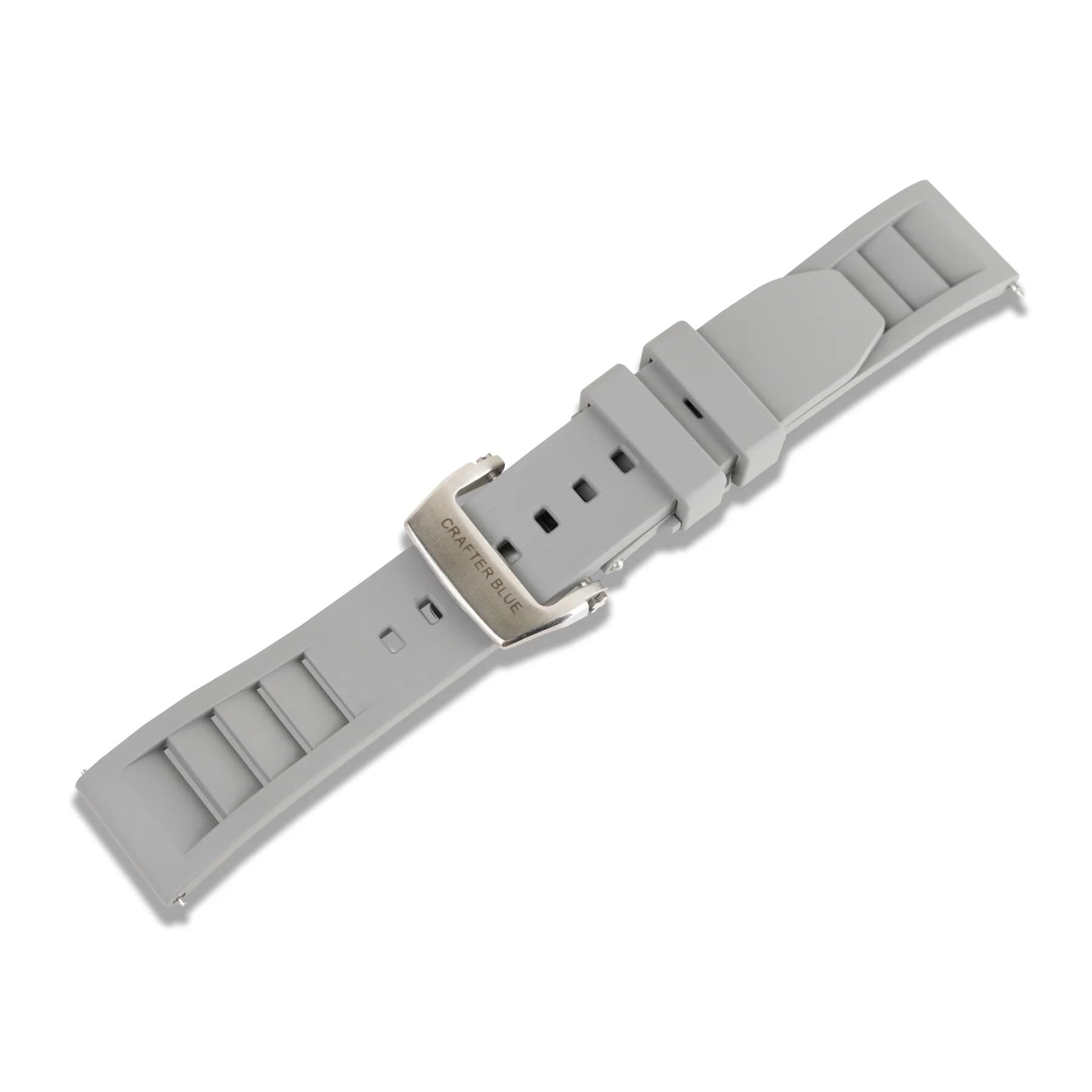 Crafter Blue UX08 Straight End FKM Rubber Watch Band with Butterfly Clasp - 20mm & 22mm Replacement Strap for Diving, Swimming & Outdoor Sports Watches