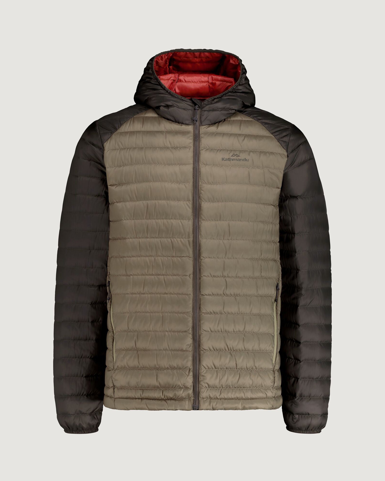 Men's Heli R Hooded Down Jacket - Lightweight Winter Coat for Outdoor Activities, Waterproof & Windproof, Beech/Dark Moss - Perfect for Hiking, Skiing & Cold Weather Adventures