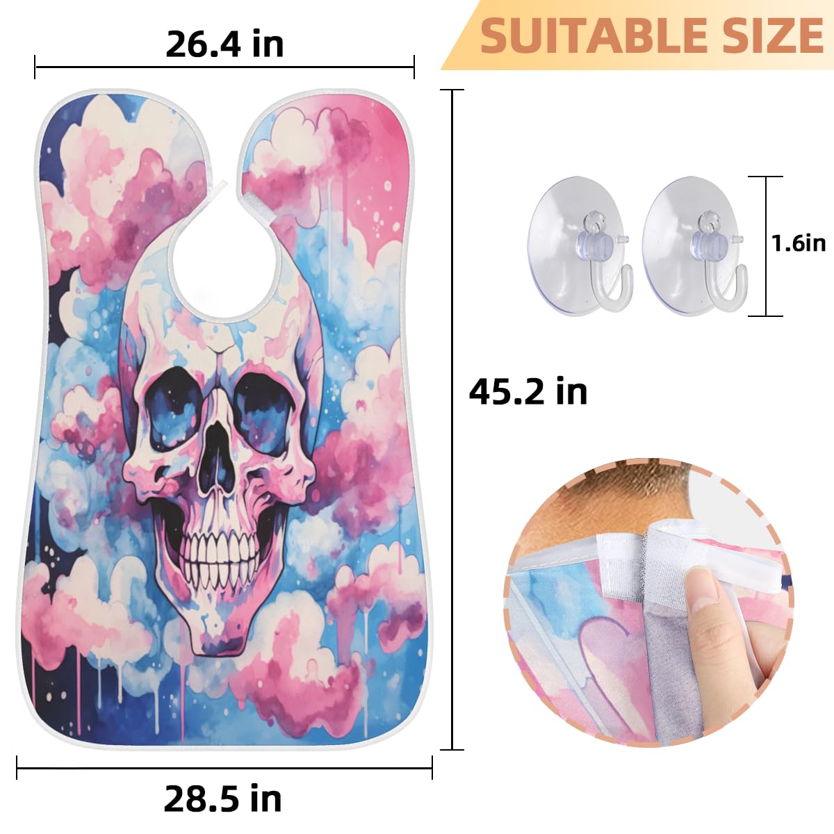 Abstract Art Skull Beard Shaving Bib for Men - Waterproof Hair Dye Apron & Barber Cape for Haircut, Beard Trimming & Makeup - Perfect Gift for Barbers & Stylists (Great for Home Grooming & Salon Use)