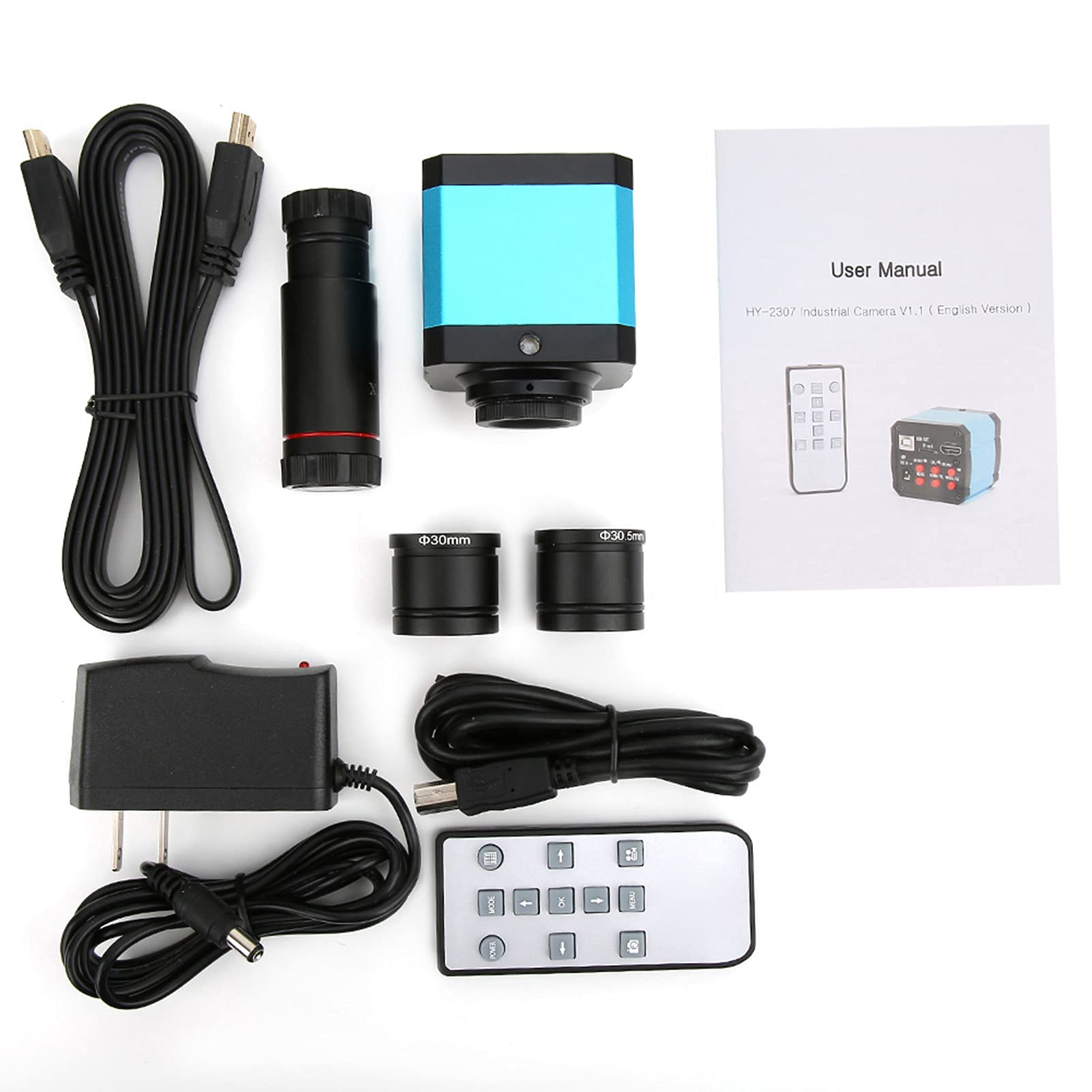 37MP USB Digital Microscope Camera with 1080P HD, 60FPS & HDMI Output - Industrial Grade USB C Mount Microscope with Conversion Adapter (100-240V, US Plug) for Electronics Repair, Jewelry Inspection & Science Education