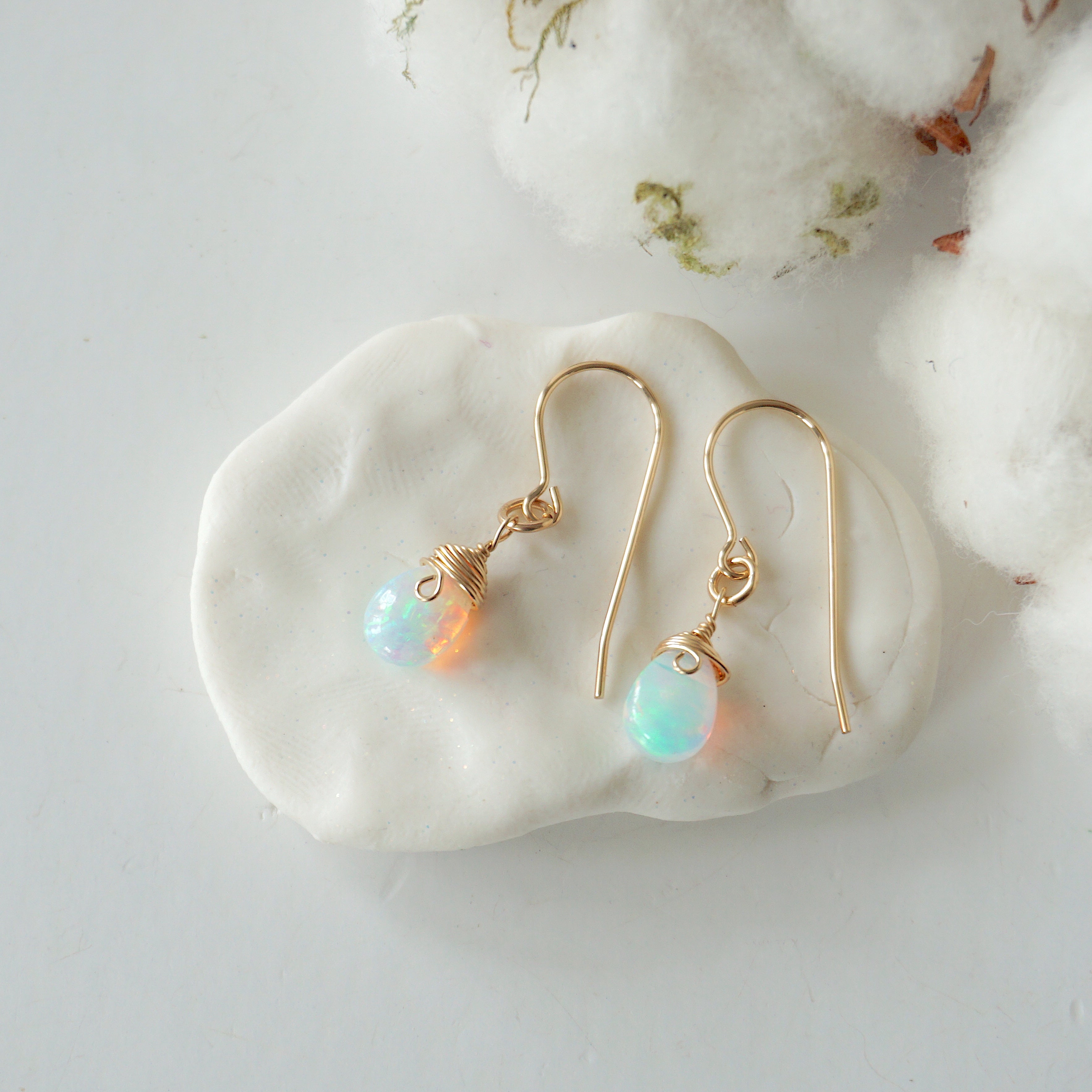 Fire Opal Teardrop Earrings - 14k Gold Filled Dangle Earrings for Women | Perfect for Weddings, Parties & Special Occasions