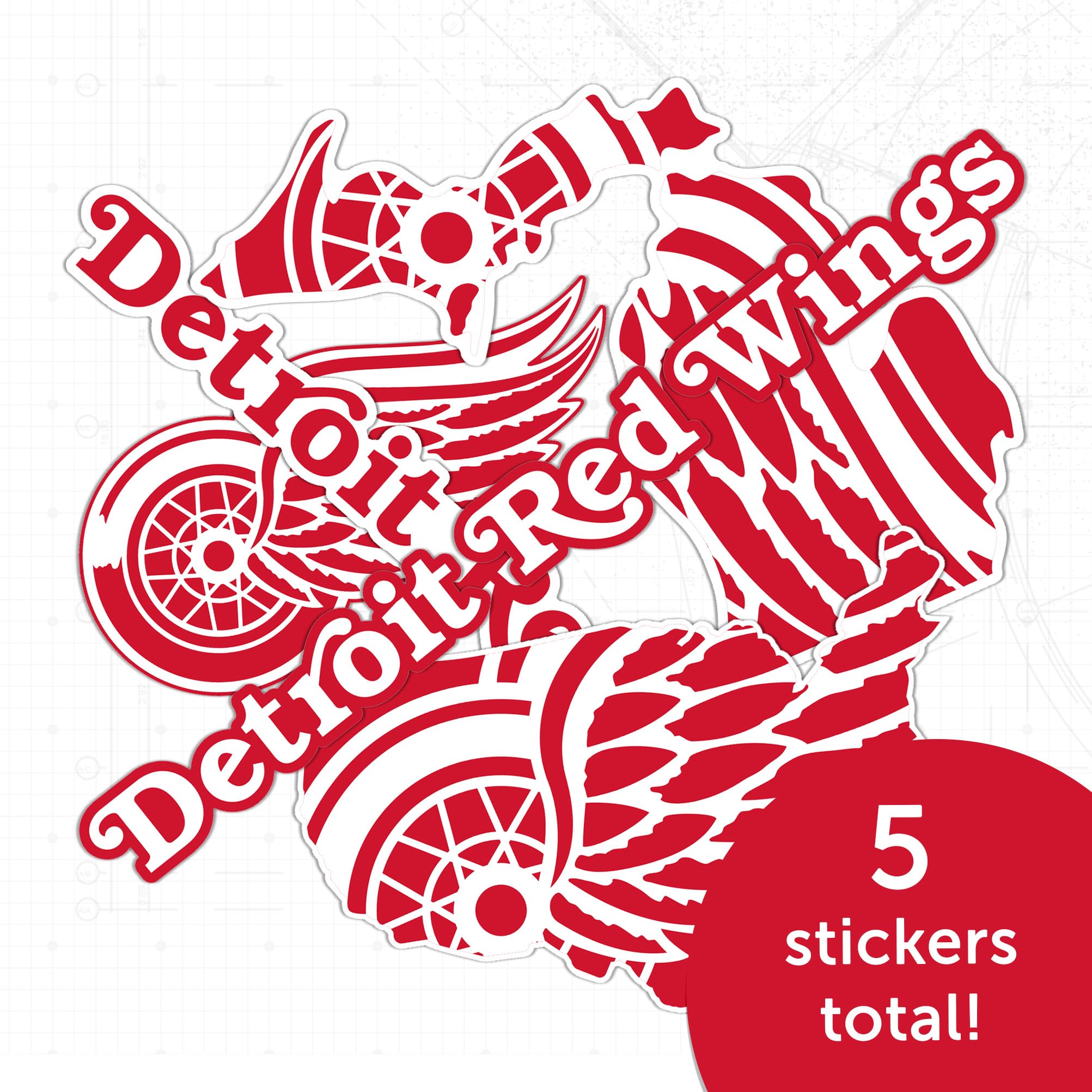 Detroit Red Wings NHL Hockey Team Vinyl Decal Sticker Set - Waterproof Laptop, Car, Water Bottle, Scrapbook Decor - Perfect for Fans, Sports Enthusiasts & Gift Giving