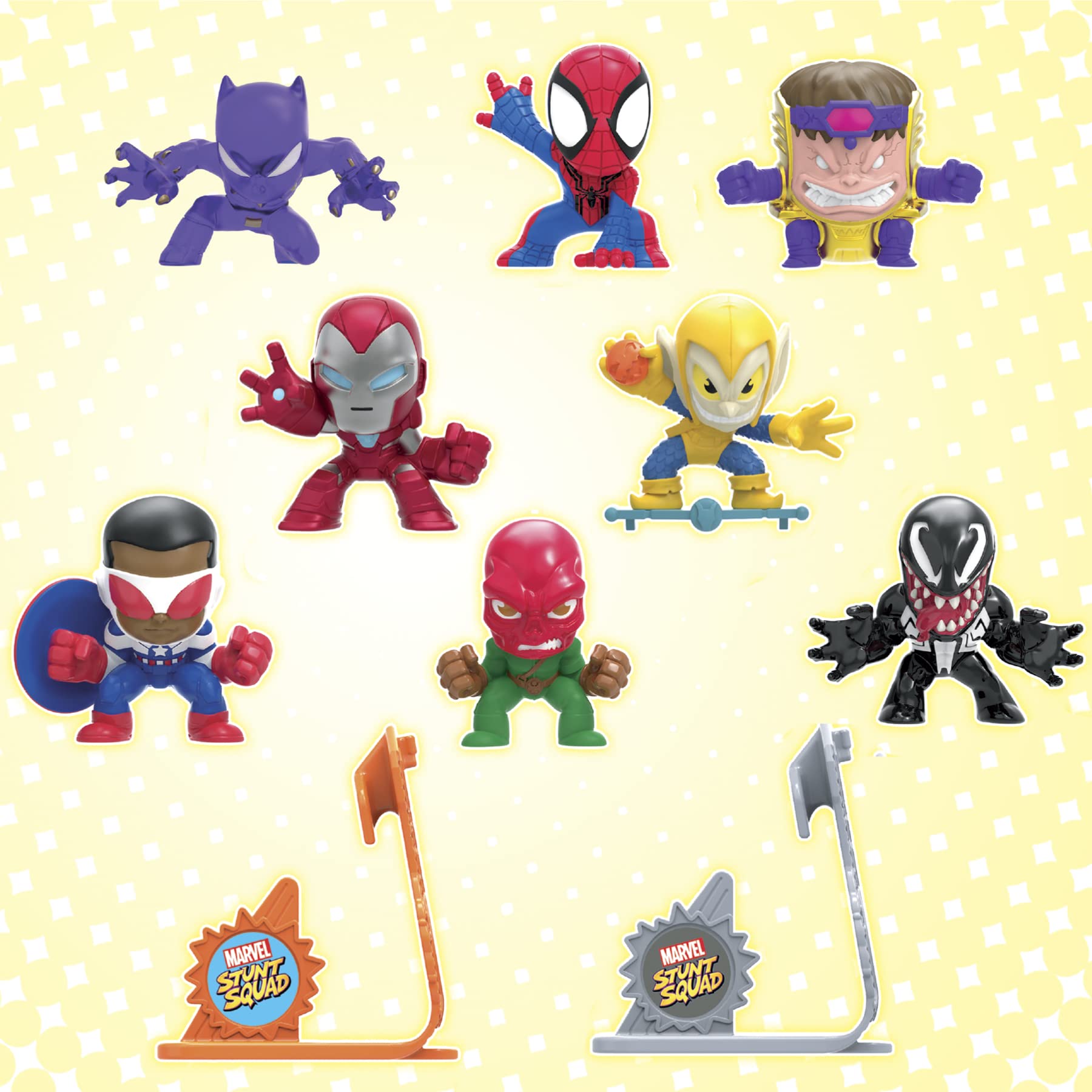 Marvel Stunt Squad Action Figure Set - 12-Piece Superhero Toy Collection with Mini Figures & Playset for Kids Ages 4+ | Birthday Gifts, Role Play, Superhero Battles