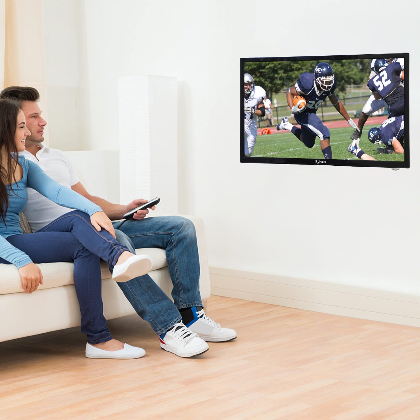 SYLVOX 27 Inch 12V/24V RV TV with Built-in DVD Player & FM Radio - Full HD 1080P for Home, Camping, Travel - Perfect for RVs, Campers, and Mobile Entertainment (Black)