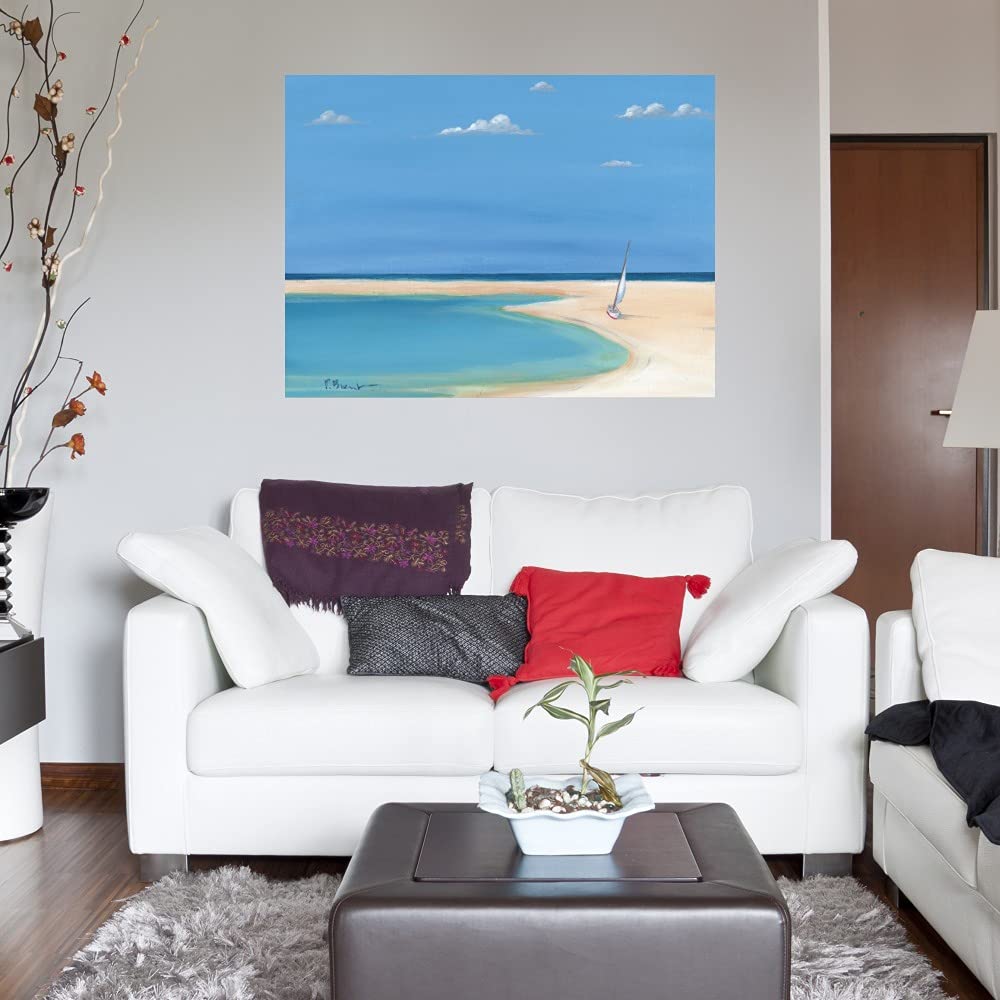 Serenity Cove Sailboat Fine Art Canvas Wall Decor by Paul Brent - 32x24 Inches - Ready to Hang - Perfect for Living Room, Bedroom, Office & More - Coastal Home Decor & Nautical Wall Art for Beach House Style