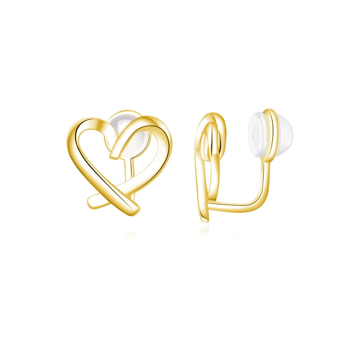 Reffeer Solid 925 Sterling Silver Clip On Heart Earrings for Women - No Piercing Love Heart Wrap Cuff Earrings - Perfect for Valentine's Day, Weddings & Date Nights