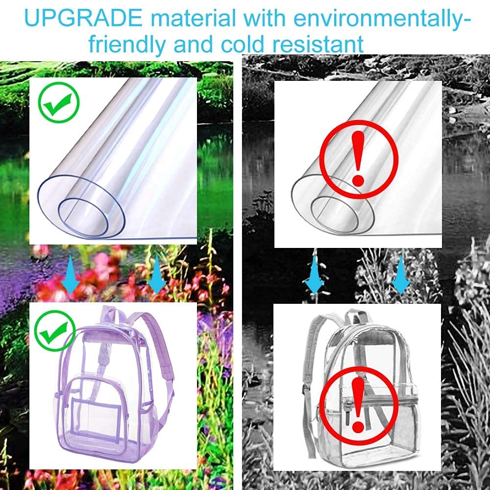 Clear Backpack for School & Travel - Heavy Duty Transparent See-Through Bookbag with Multiple Pockets | Perfect for Airport Security, Concerts, Stadiums & Work