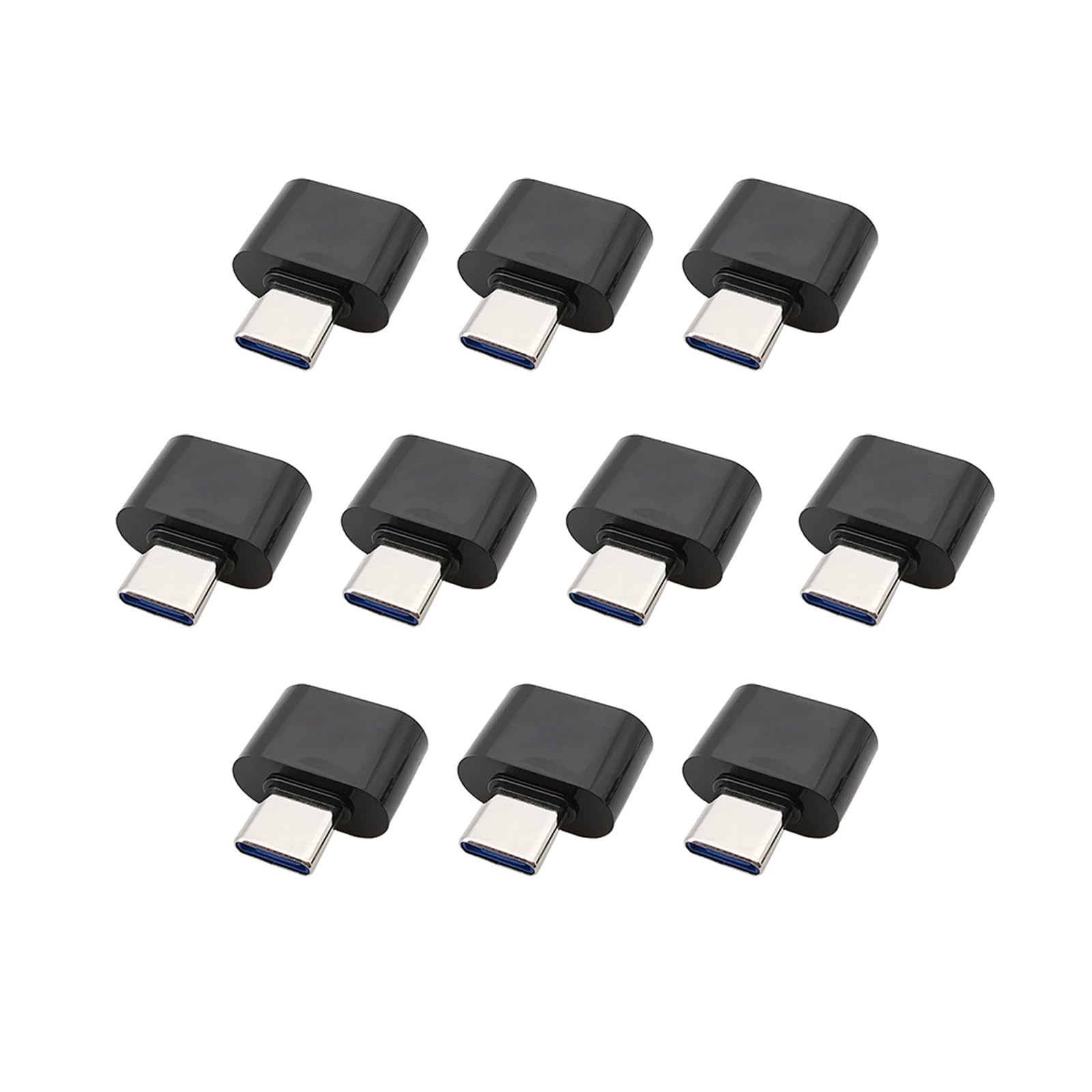 10-Pack USB Type C Male to USB 2.0 Female OTG Adapter Converter - Compatible with Laptop, Smartphone & Tablet - Fast Data Transfer - Black (Perfect for File Sharing, Charging & Device Connectivity)