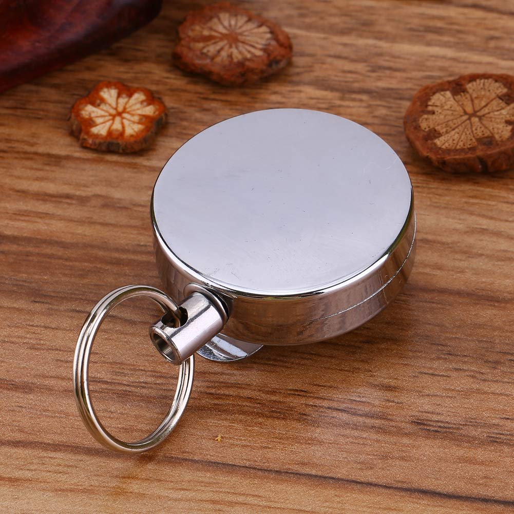 Ejoyous Heavy Duty Retractable Key Holder - Metal Key Reel Badge Holder with Telescopic Rope & Belt Clip - Perfect for Keychains, ID Cards, and Work Keys (Ideal for Office, Warehouse, and Outdoor Use)