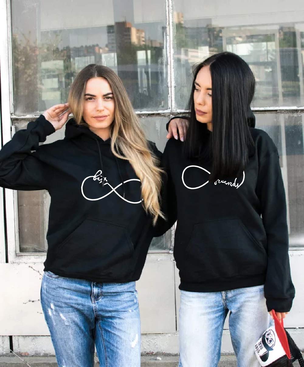 Best Friend Matching Hoodies for 2 - Cute BFF Pullover Sweaters for Teen Girls & Women | Cozy Couple Outfits for Autumn Winter | Perfect for Christmas Gifts, Twin Day at School, or Casual Hangouts