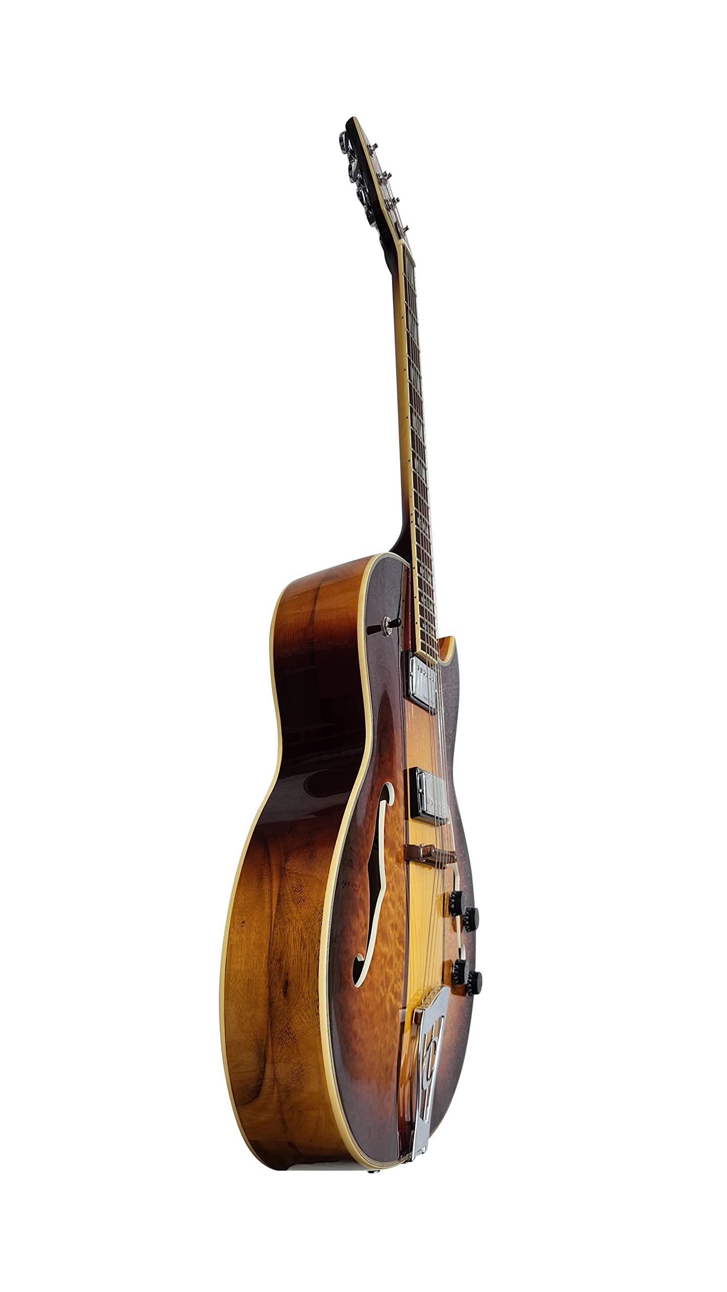 IYV 6 String Semi-Hollow Body Electric Guitar Right Handed Natural Finish (IJZ-500 NA) - Perfect for Jazz, Blues & Rock Performances