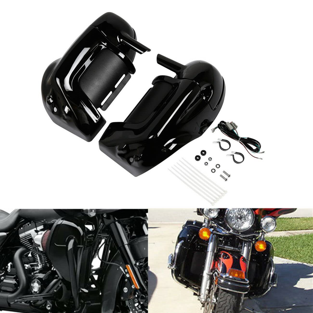 SLMOTO Lower Vented Fairing with Speakers Kit for Harley Touring Models (Road King, Street Glide, Electra Glide, Ultra-Classic, Road Glide) - Compatible with FLT, FLHT, FLHTCU, FLHRC 1983-2013 | Enhanced Airflow & Premium Audio for Long Rides