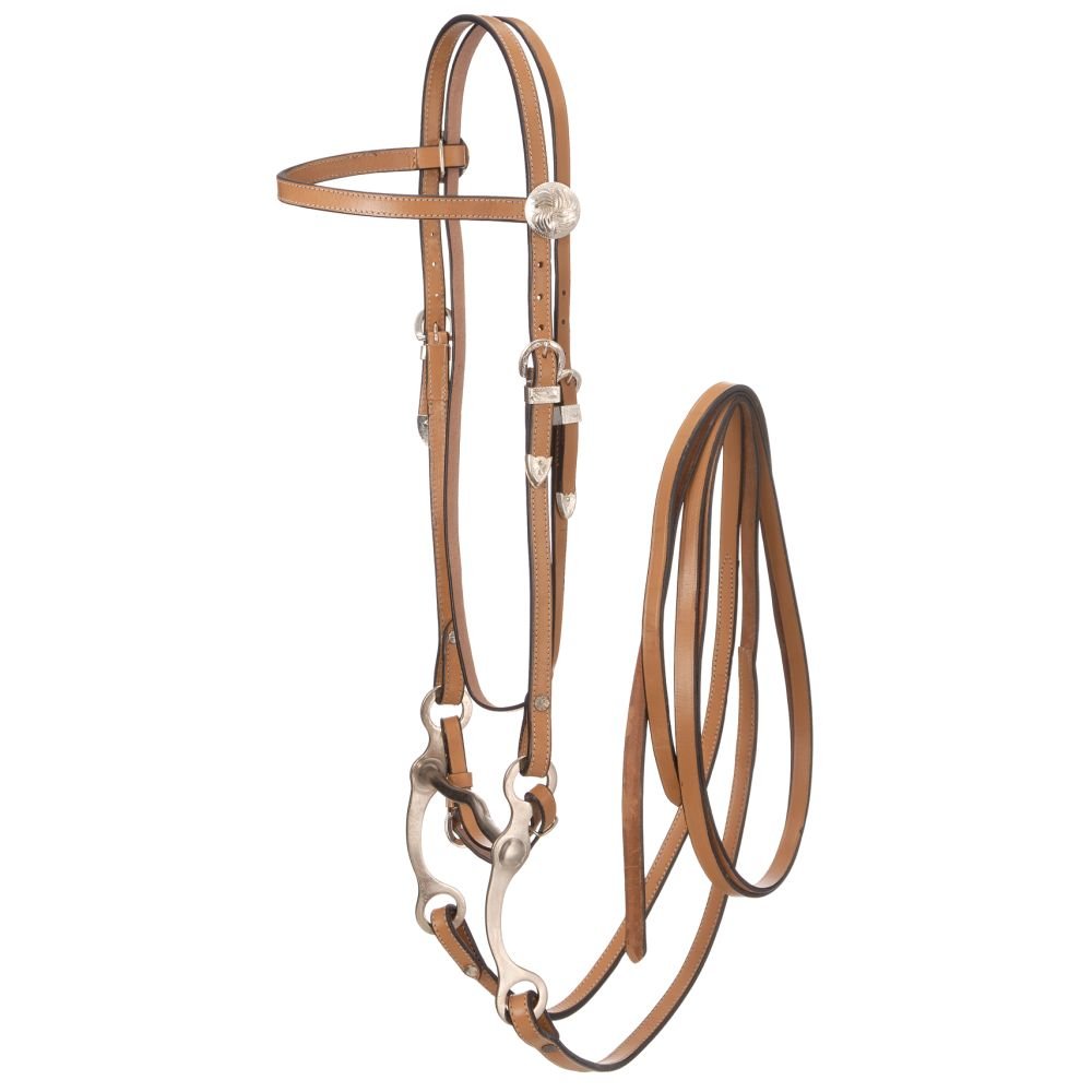 Royal King Basic Show Headstall Set Light Oil - Premium Horse Bridle for Western Riding, Training & Competition - Durable Leather Headstall with Comfort Fit for Show Horses & Equestrian Events