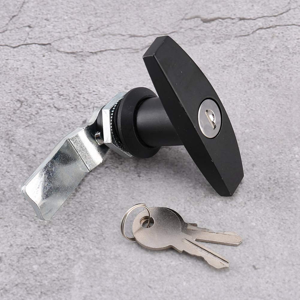 Yctze T Handle Lock with Keys - Secure Tool Box, Garage & Trailer Canopy | Heavy Duty Rear Fixing Lock for Storage, RV & Outdoor Equipment