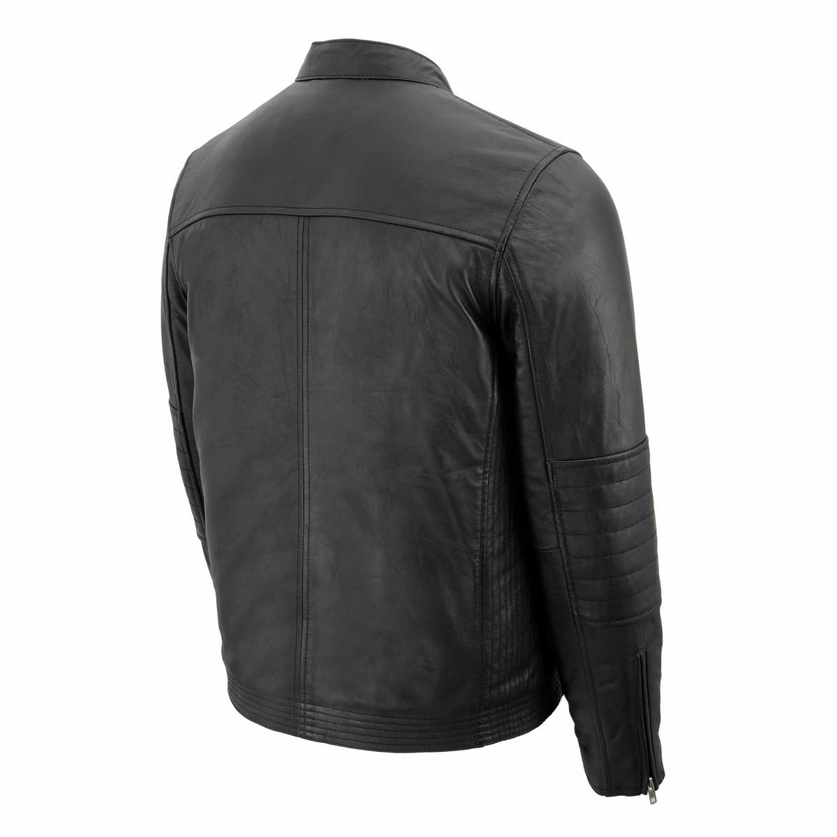 Milwaukee Leather SFM1806 Men's Black Euro Collar Cafe Style Leather Jacket - Premium Motorcycle Biker Jacket for Riding & Casual Wear