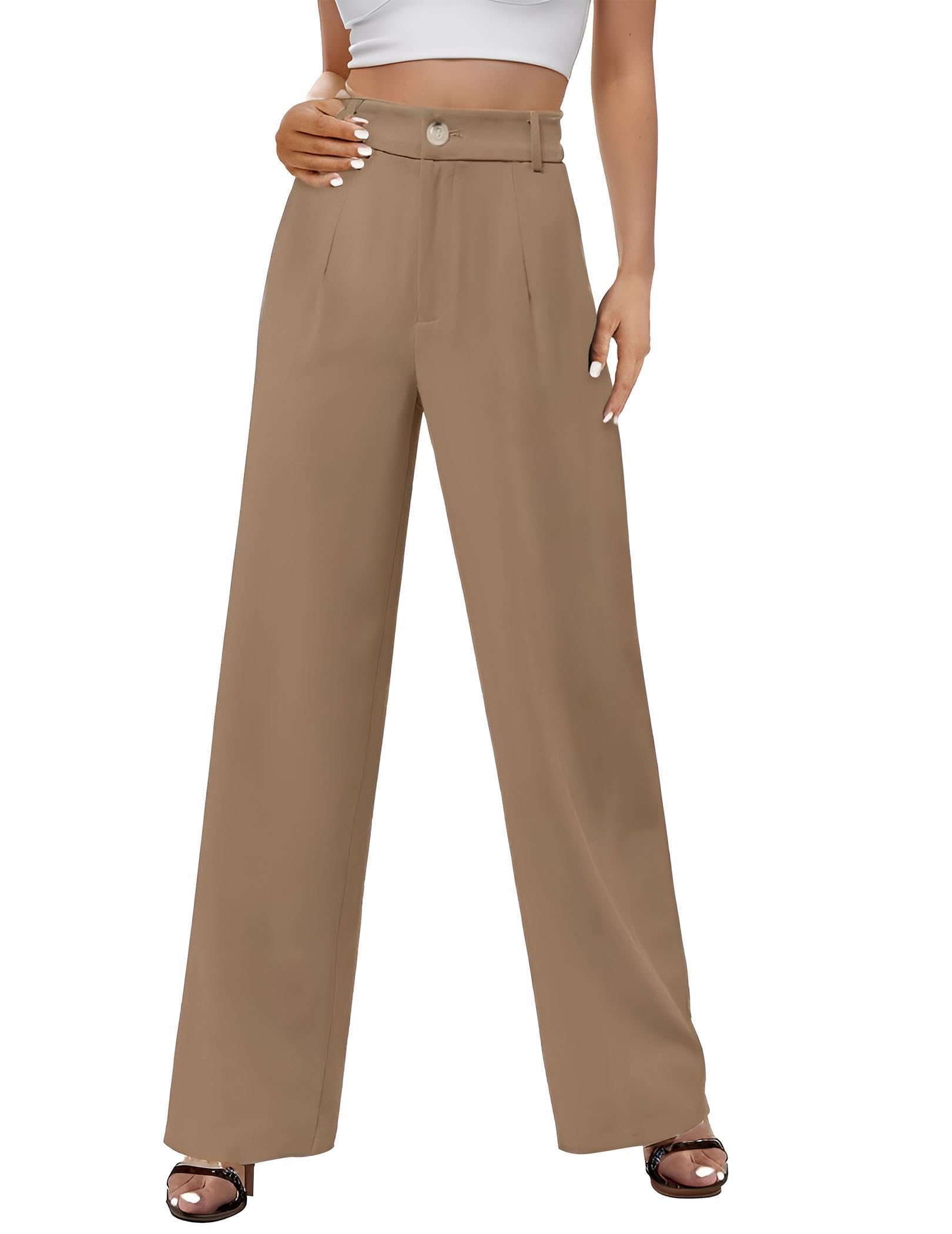 Women's High Waisted Dress Pants - Business Casual Office Trousers with Flowy Straight Leg | Perfect for Work, Meetings & Professional Outfits