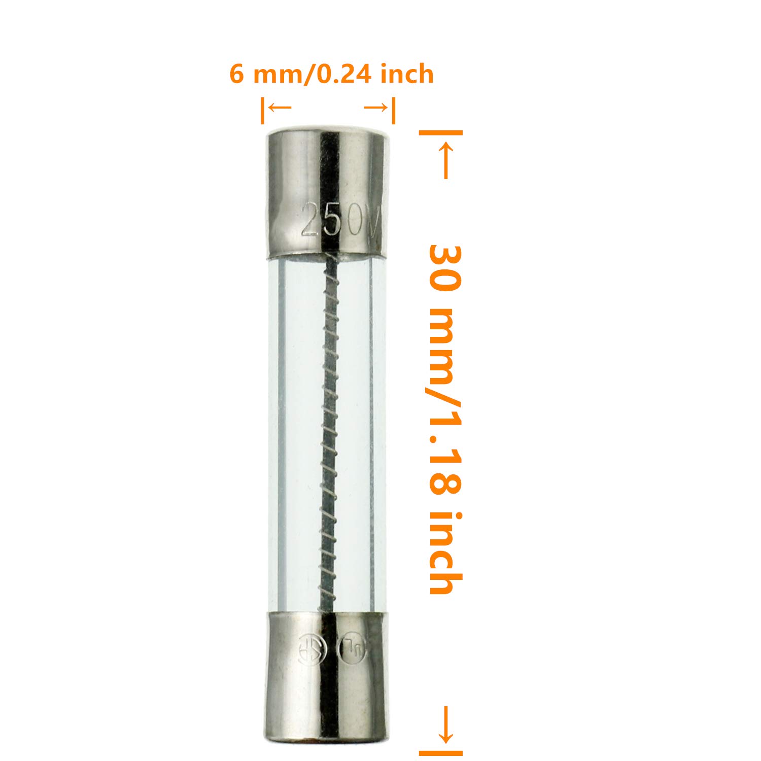 20 Pcs 6x30mm T8AL250V Slow Blow Glass Fuses 8A 250V 0.24 x 1.18 Inch Time Delay Fuses for Electronics, Appliances, and Power Supplies - Perfect for Home, Office, and Industrial Use