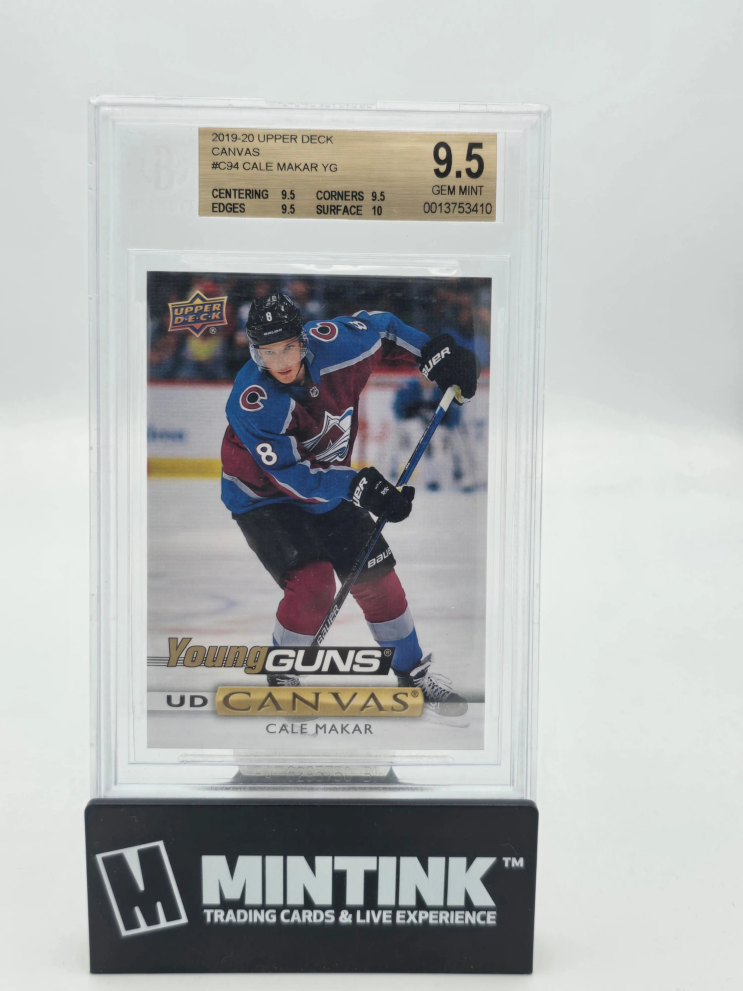 2019-20 Upper Deck Series 1 Cale Makar Young Guns UD Canvas RC BGS 9.5 Graded Hockey Card - Perfect for Collectors, Investors & Sports Memorabilia Displays