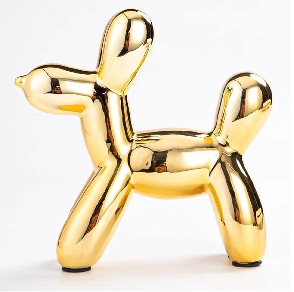Golden Dog Sculpture - Elegant Ceramic Home Decor for Living Room, Bedroom & Coffee Table | Shelf Decorations & Balloon Statues for Modern Interior Design | Perfect for Housewarming Gifts & Luxury Home Styling